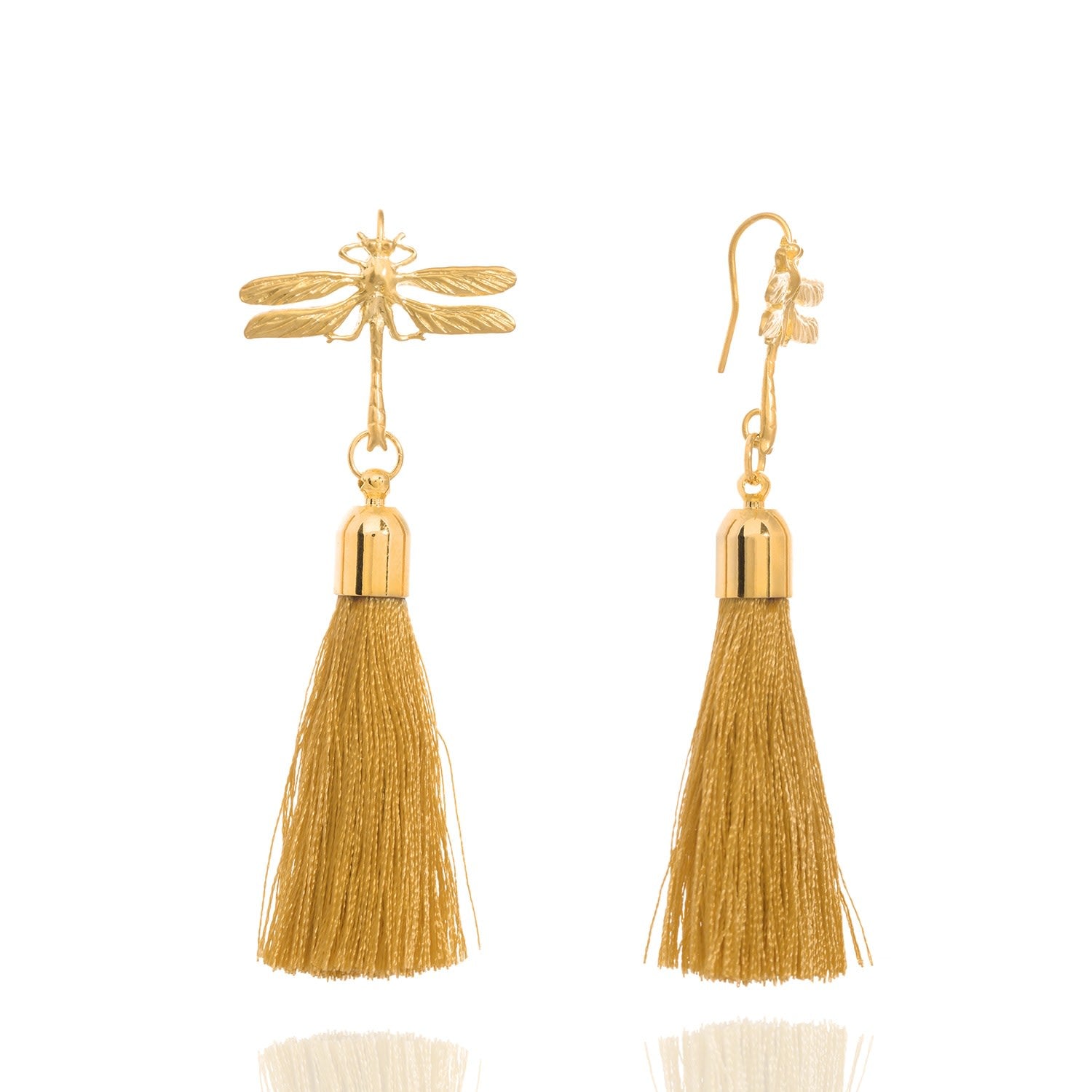 Dragonfly Tassel Earrings Gold