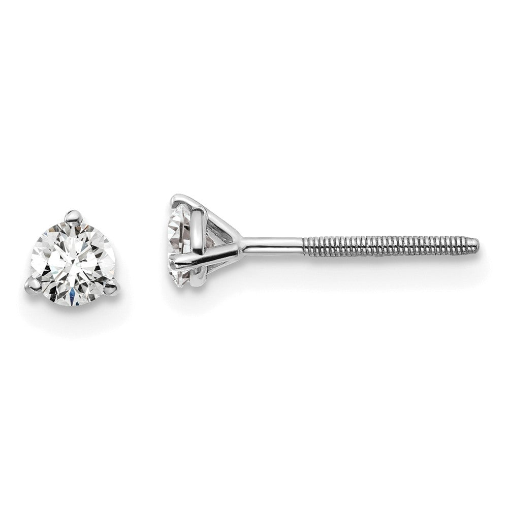 14k White Gold 1/3 CT Round Lab Grown Diamond Stud Earrings Screw Back VS Clarity D-E Color