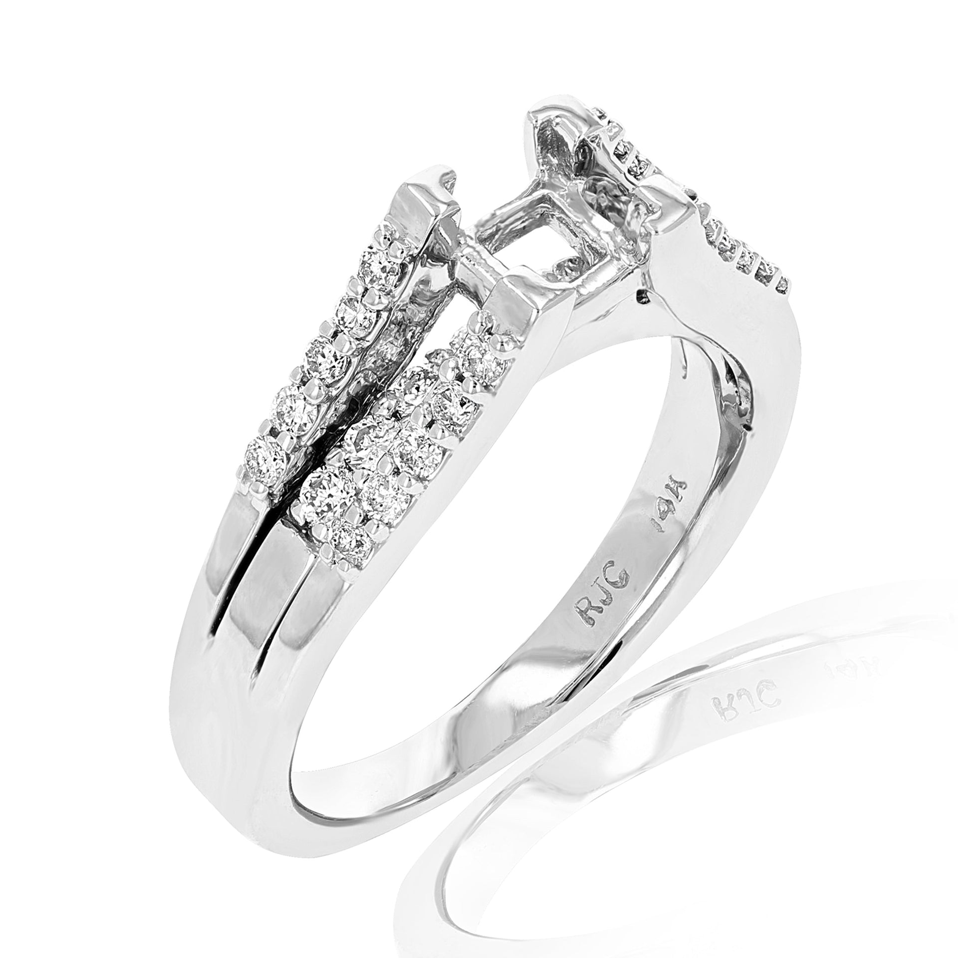 1/2 cttw Semi Mount Diamond Engagement Ring 14K White Gold Princess