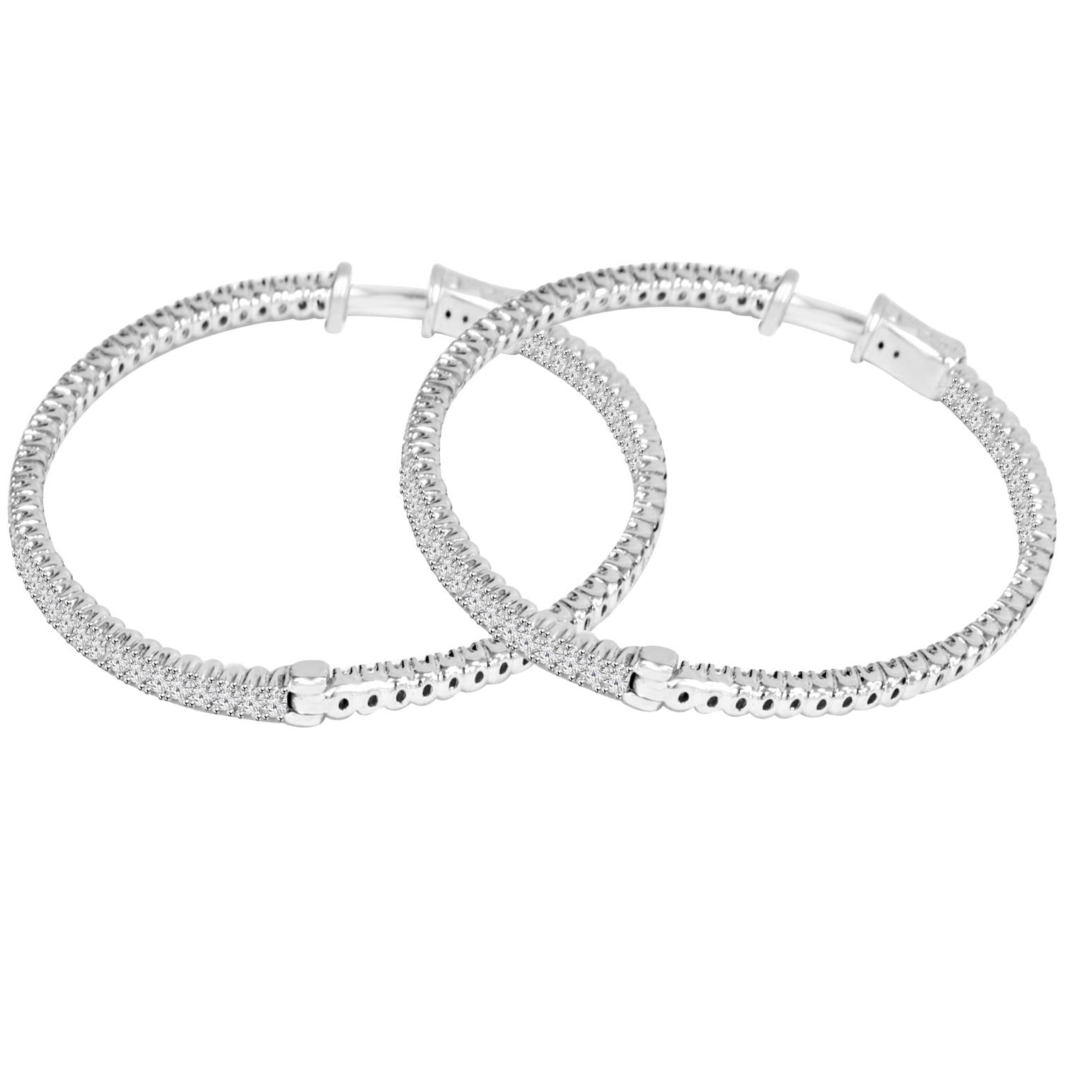 1 3/4 CT Diamond Inside Outside Hoops High Quality Vault Lock 2' Tall