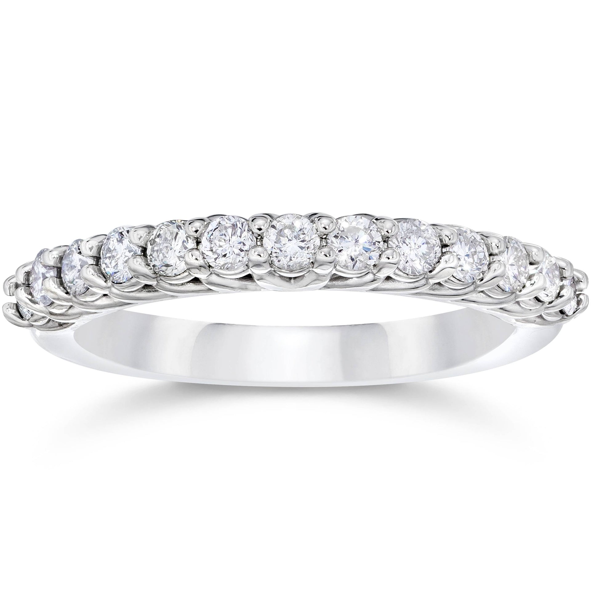 5/8 ct Diamond Wedding U Prong Trellis Stackable Wedding Ring 10K white Gold
