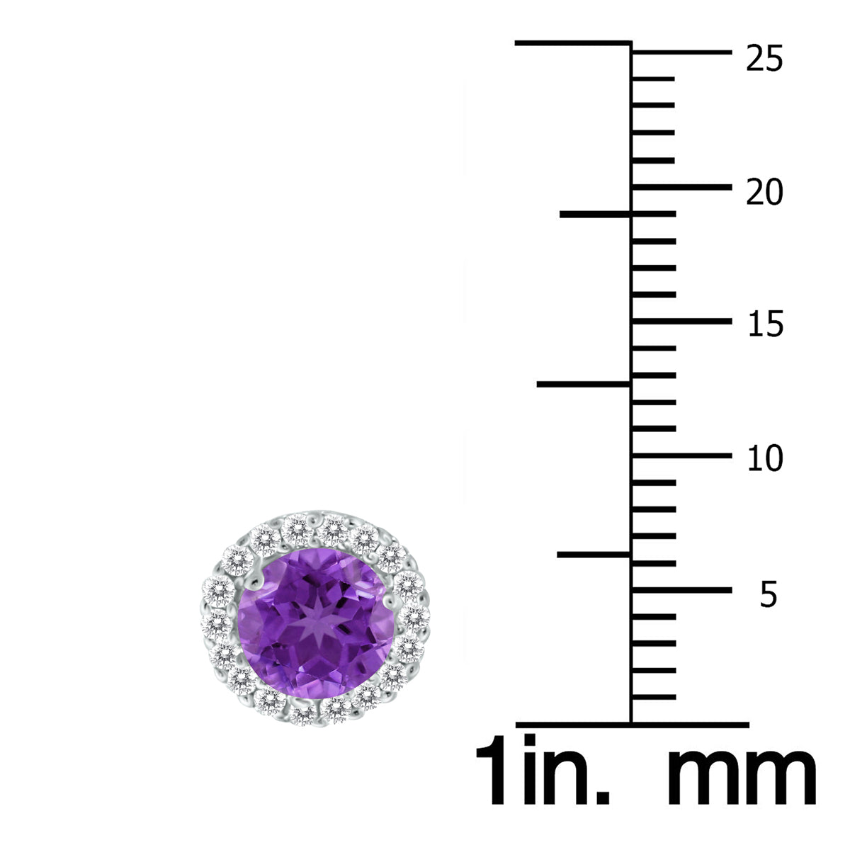 5mm Amethyst And Genuine Diamond Stud Earrings In 14K White Gold