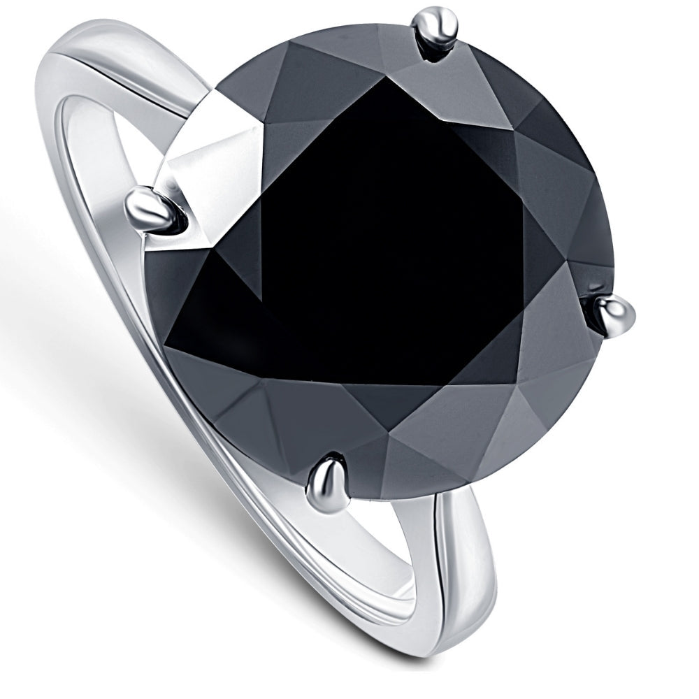 8 Ct Black Moissanite Solitaire Engagement Ring 10k White Gold