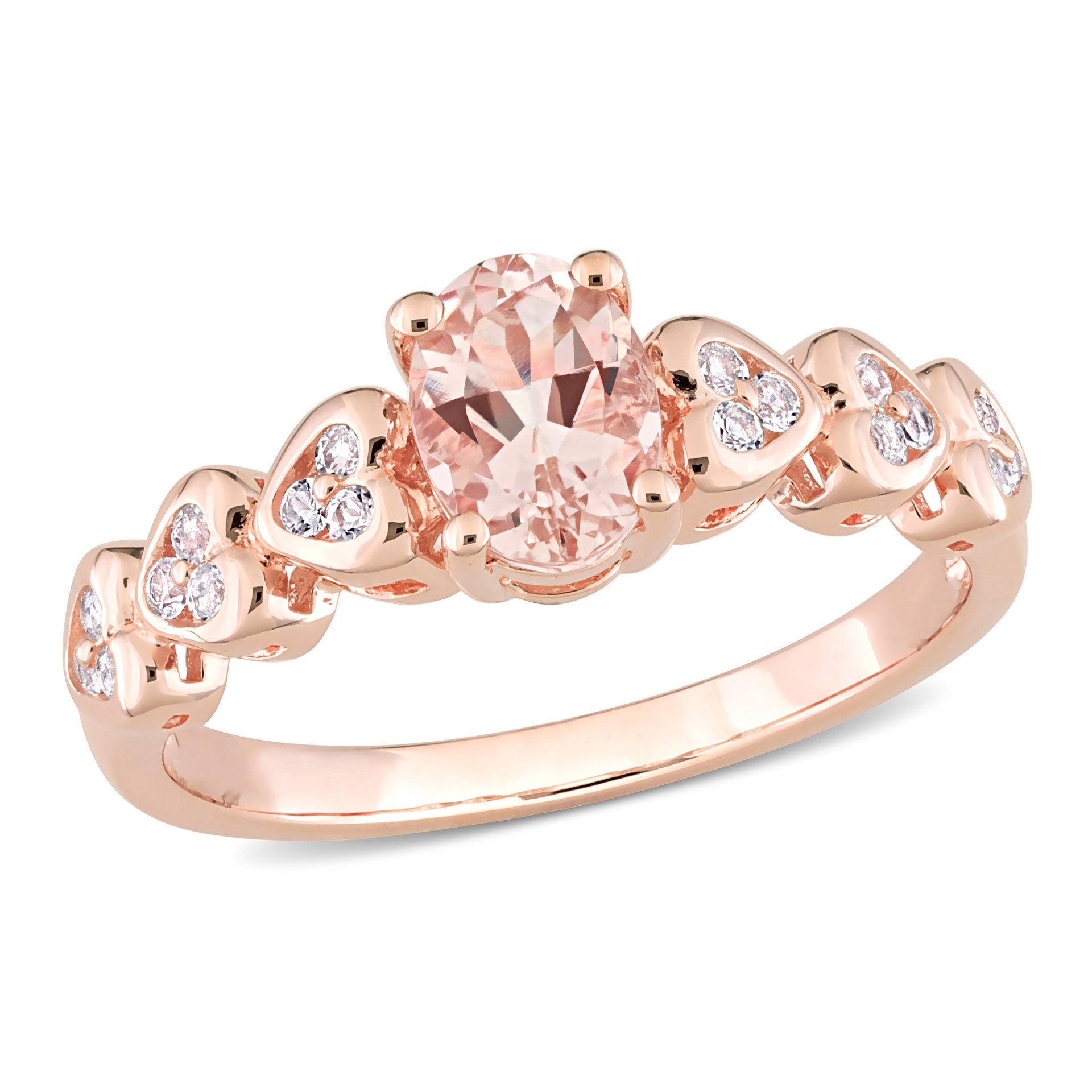 7/8 ct TW Morganite & White Topaz Ring in Rose Silver