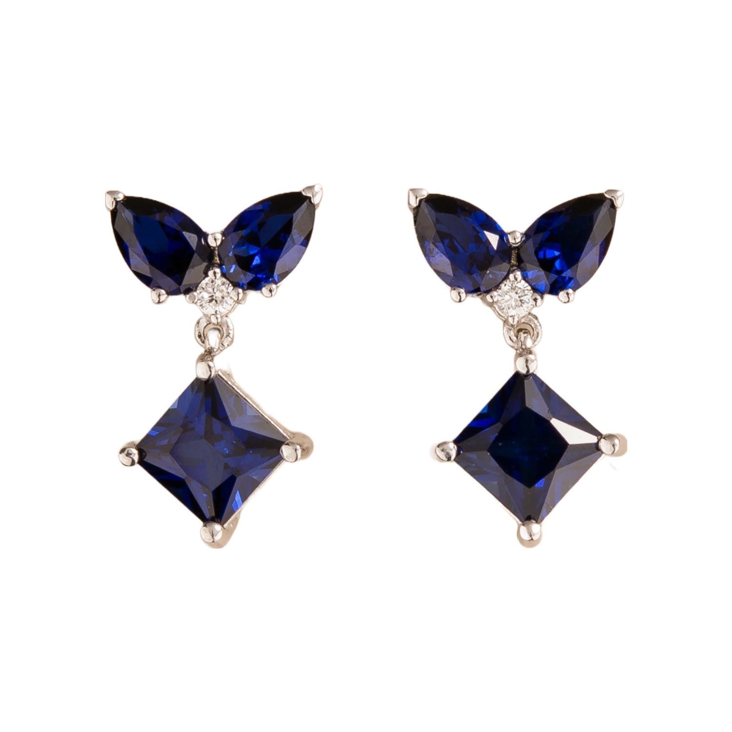 Amore White Gold Earrings Blue Sapphire & Diamonds