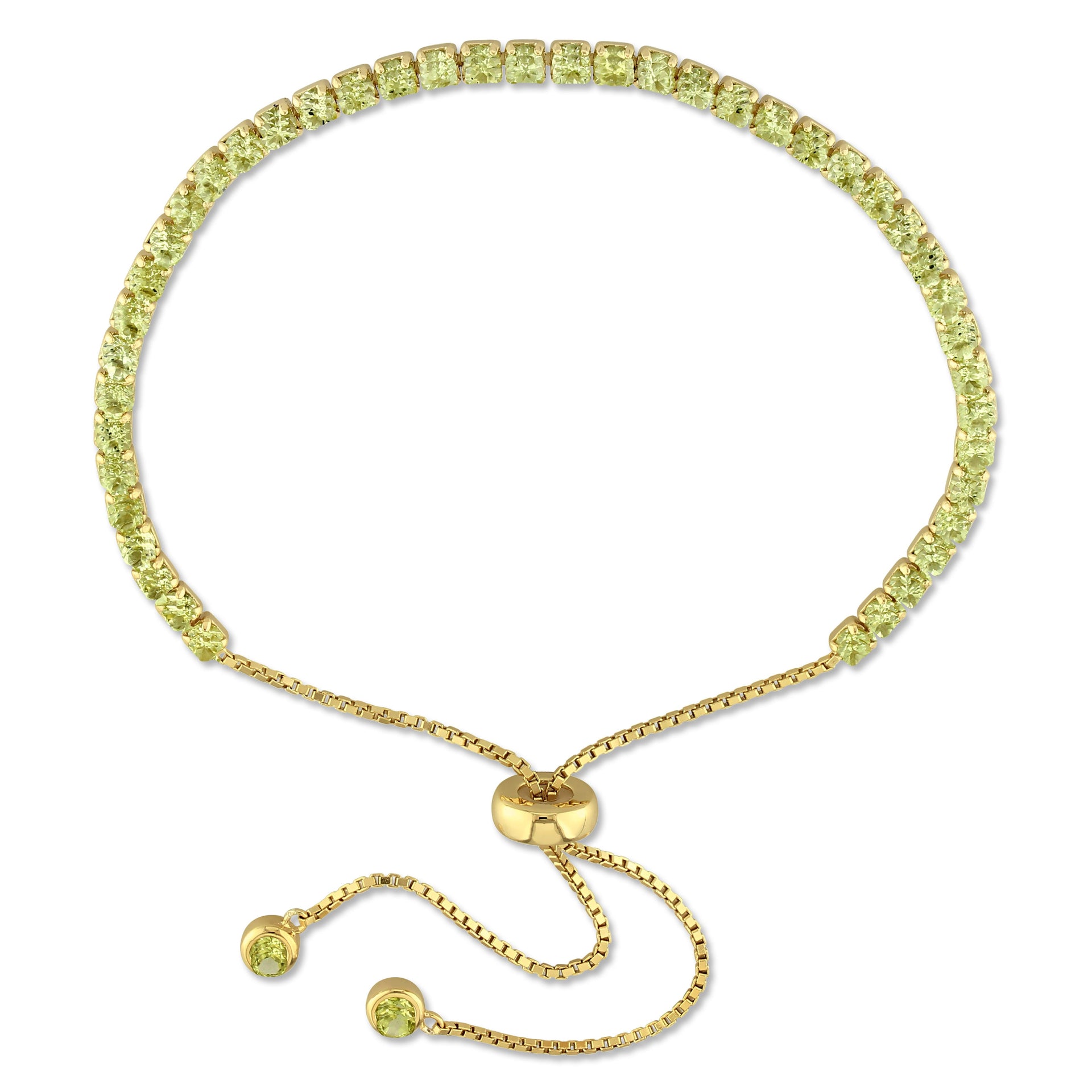 Mimi & Max 3 1/4ct TGW Peridot Tassel Bolo Bracelet in Yellow Plated Sterling Silver - 10 in.