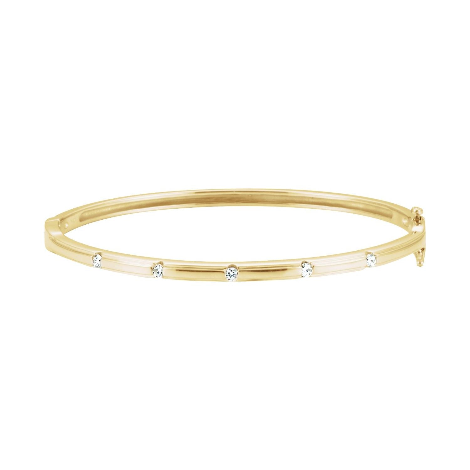 14k Yellow Gold 1/4 Ctw Lab-grown Diamond Bangle Bracelet 6'