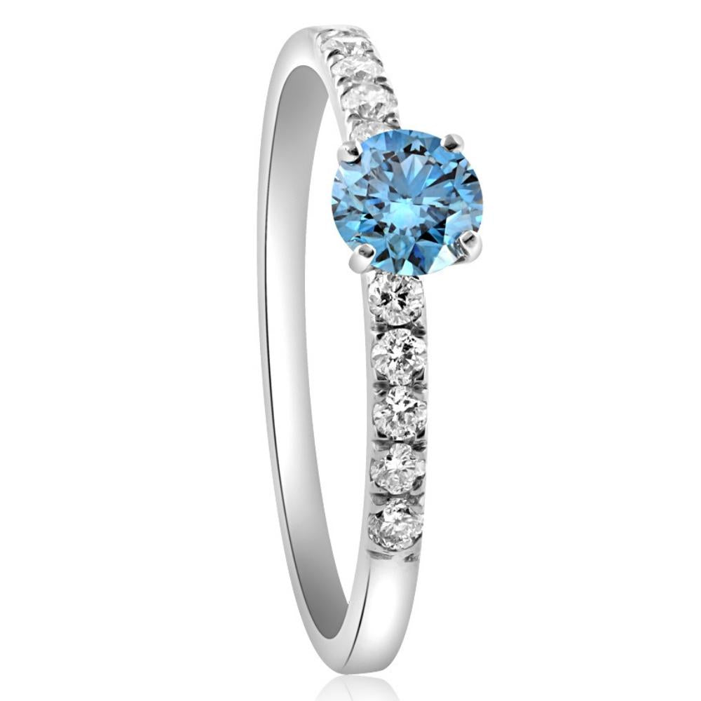 1/2 ct Blue Diamond Engagement Ring in White Gold
