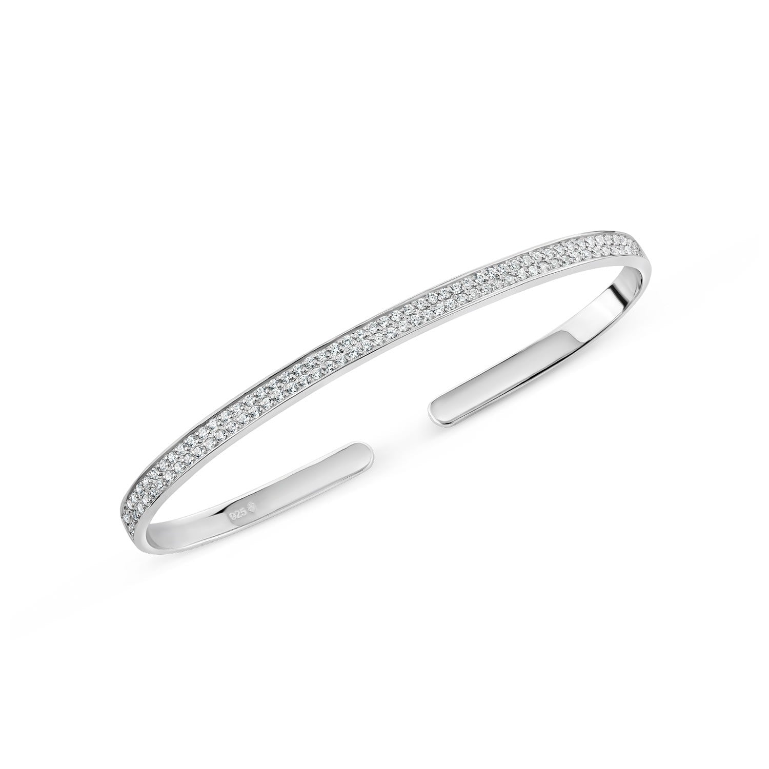 Destiny Palm Cuff With Man Made White Diamonds In Sterling Silver