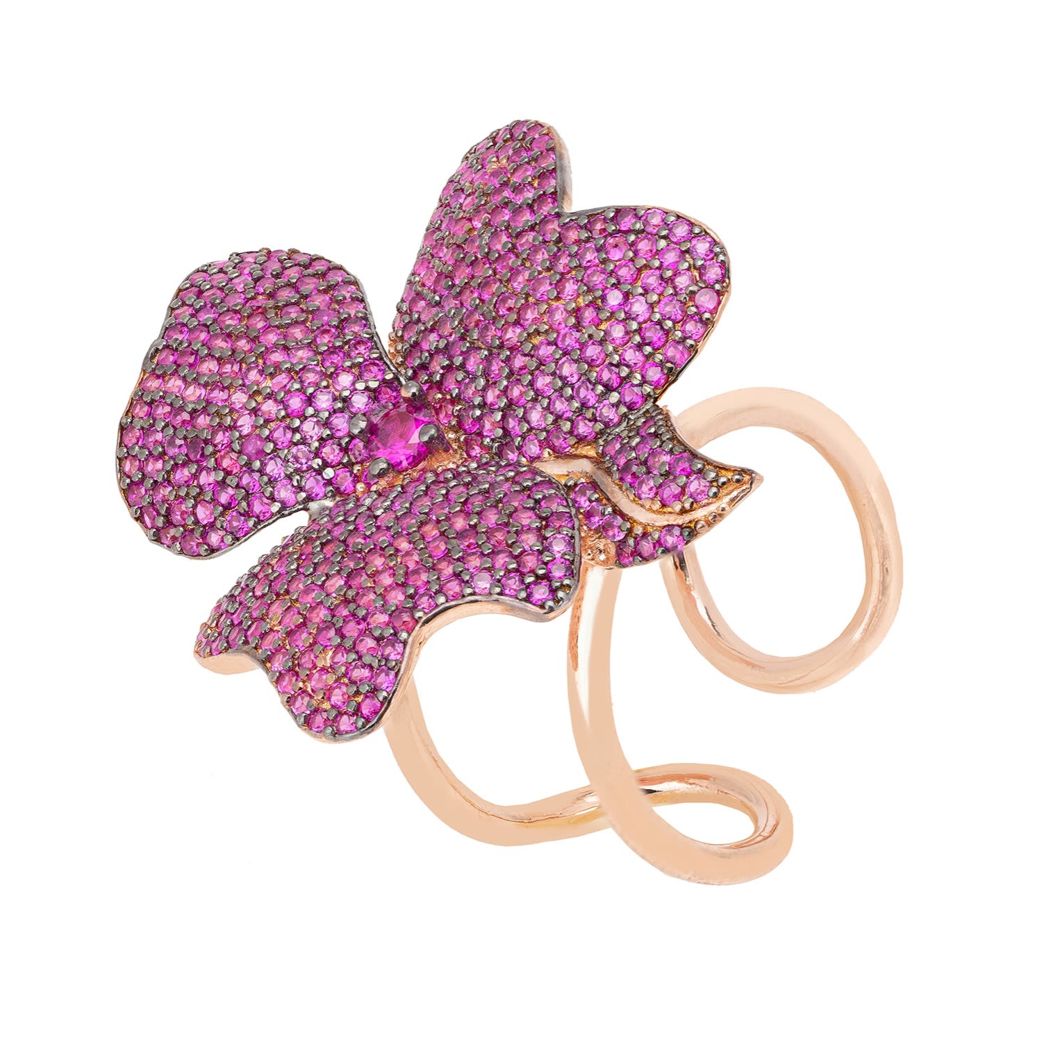 Flower Cocktail Ring Rosegold Ruby