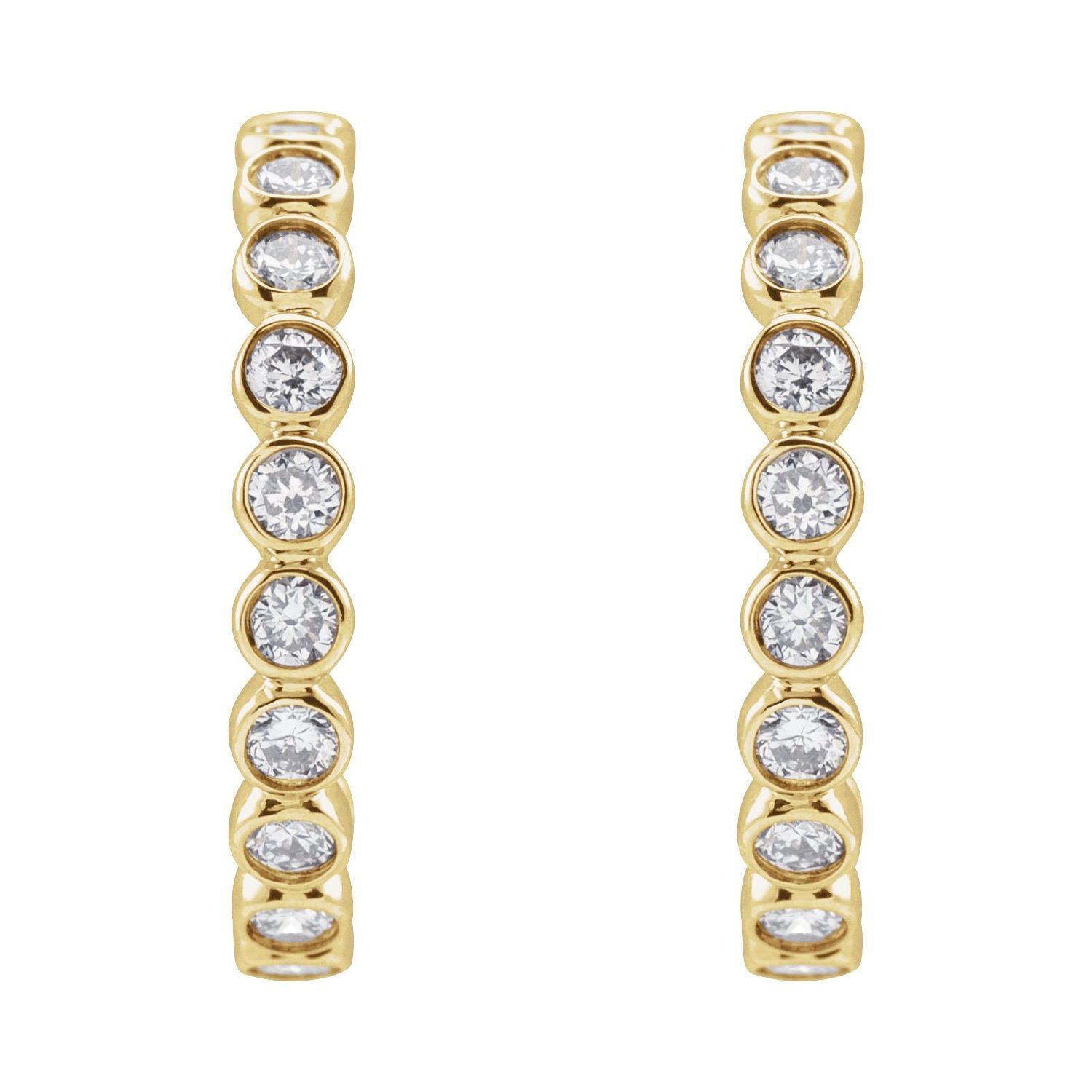 14K Gold 3/8ct Lab-grown Diamond Hoop Earrings Clarity VS Color F-G