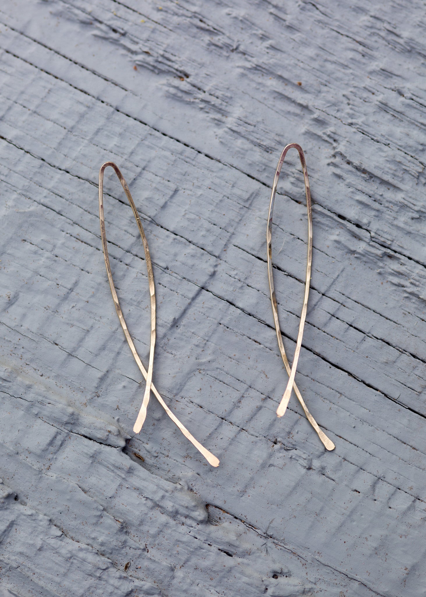 Small Fishtail Hammered Demi Fine Wire Earring - 14k gold fill/Sterling Silver