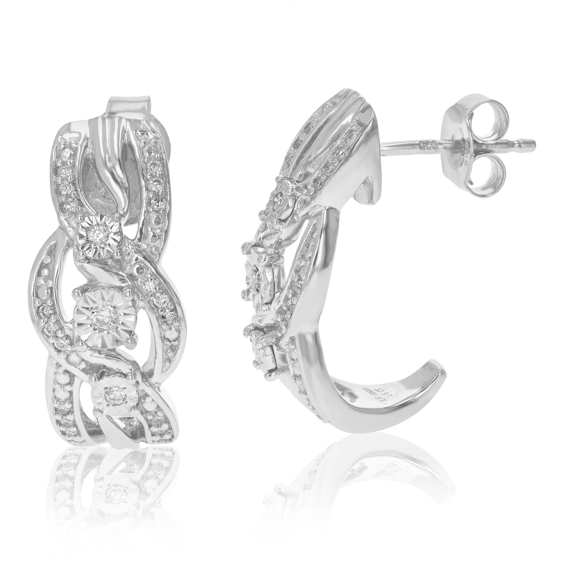 1/5 cttw Round Lab Grown Diamond Dangle Earrings .925 Sterling Silver Prong Set 3/4 Inch