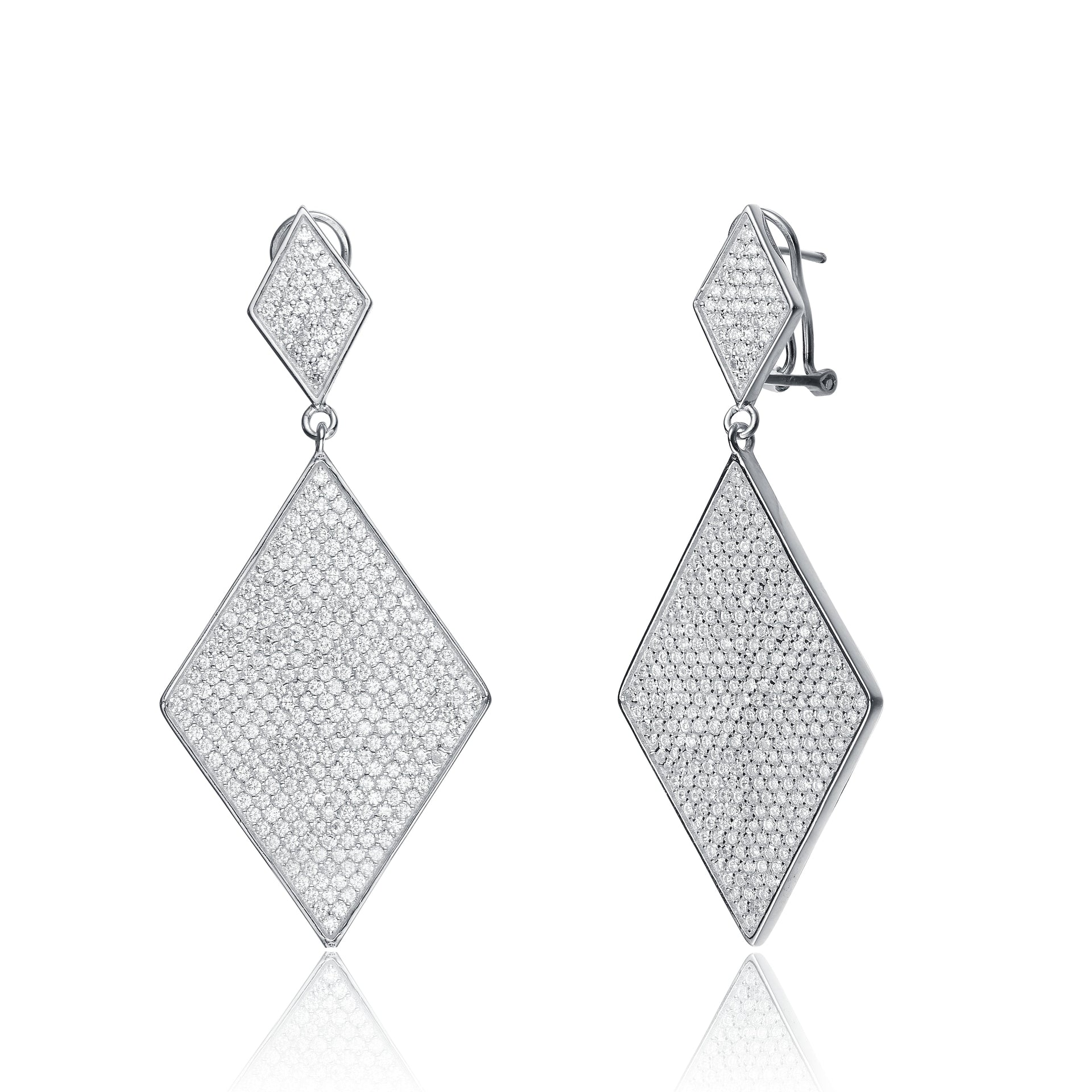 Sterling Silver Cubic Zirconia Pave Drop Earrings