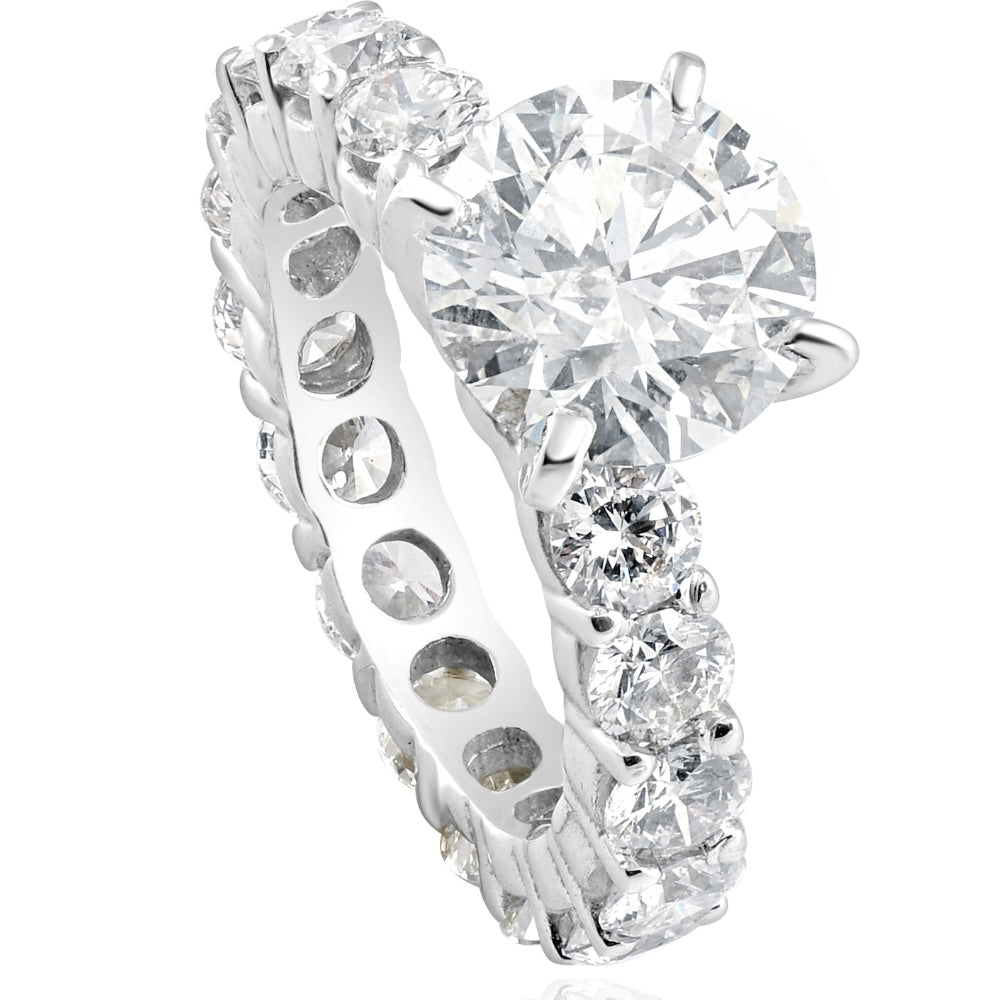 5 1/2 ct TW Round Cut Diamond Eternity Engagement Ring 14k White Gold Lab Grown