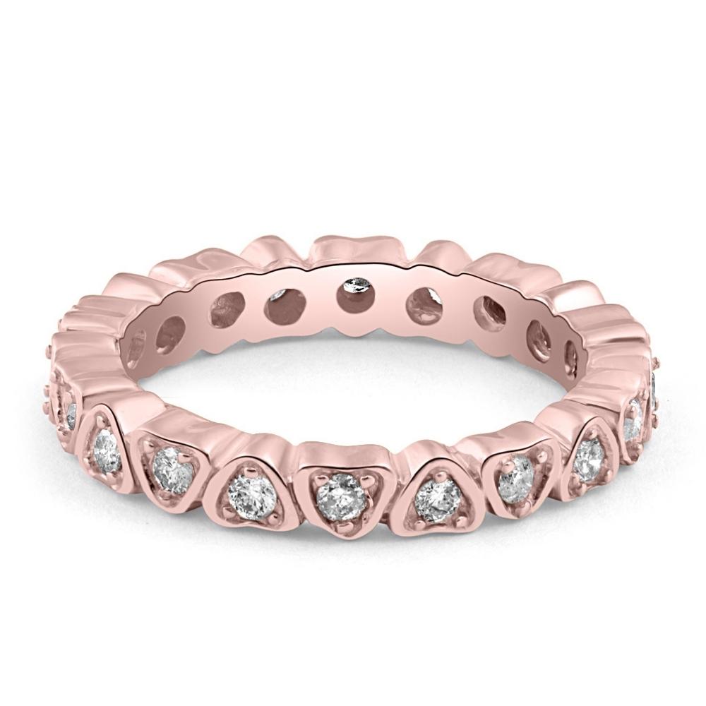 1/2 ct Diamond Heart Eternity Ring in White, Yellow, or Rose Gold
