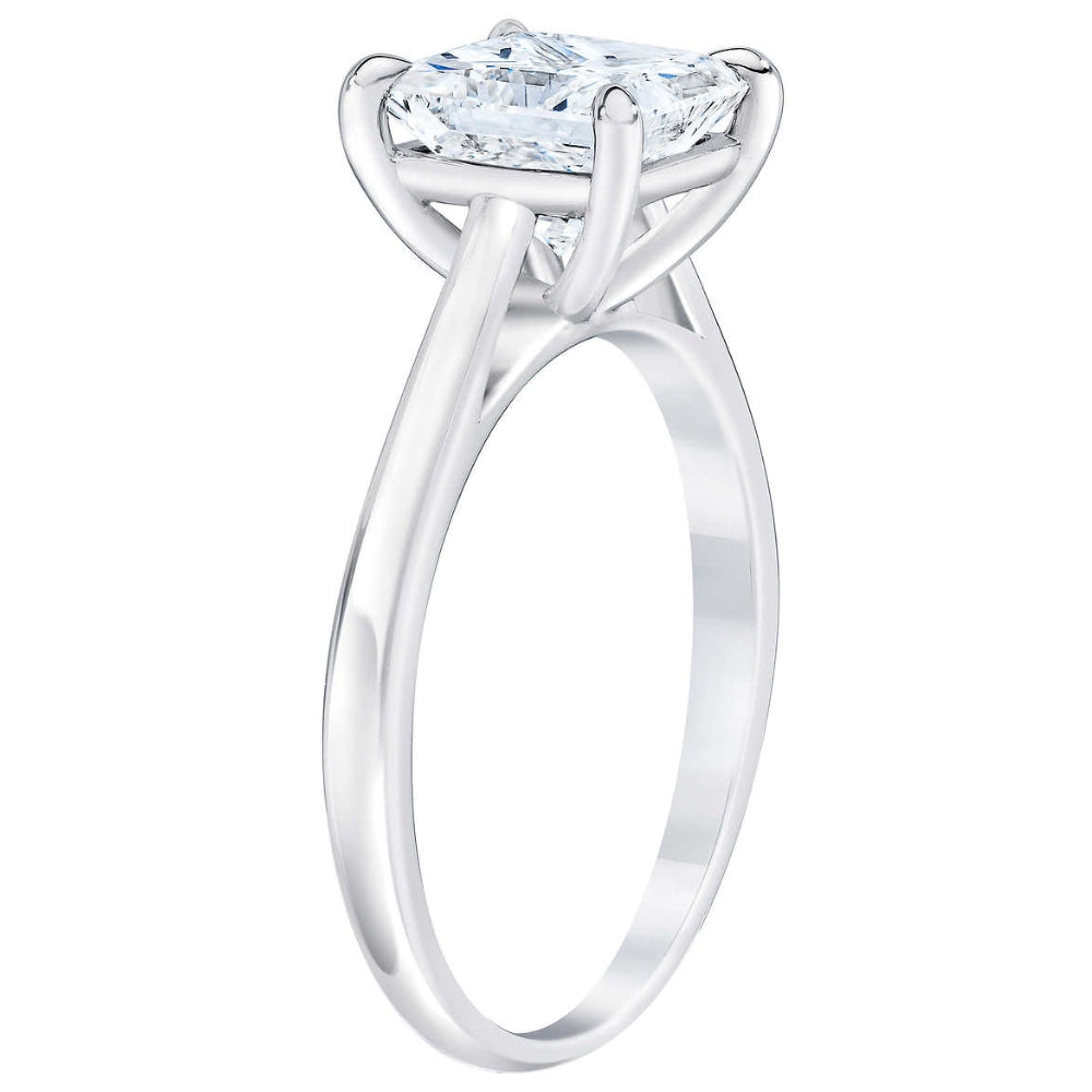 2 1/2 ct Princess Cut Certified Diamond Solitaire Engagement Ring 14k White Gold