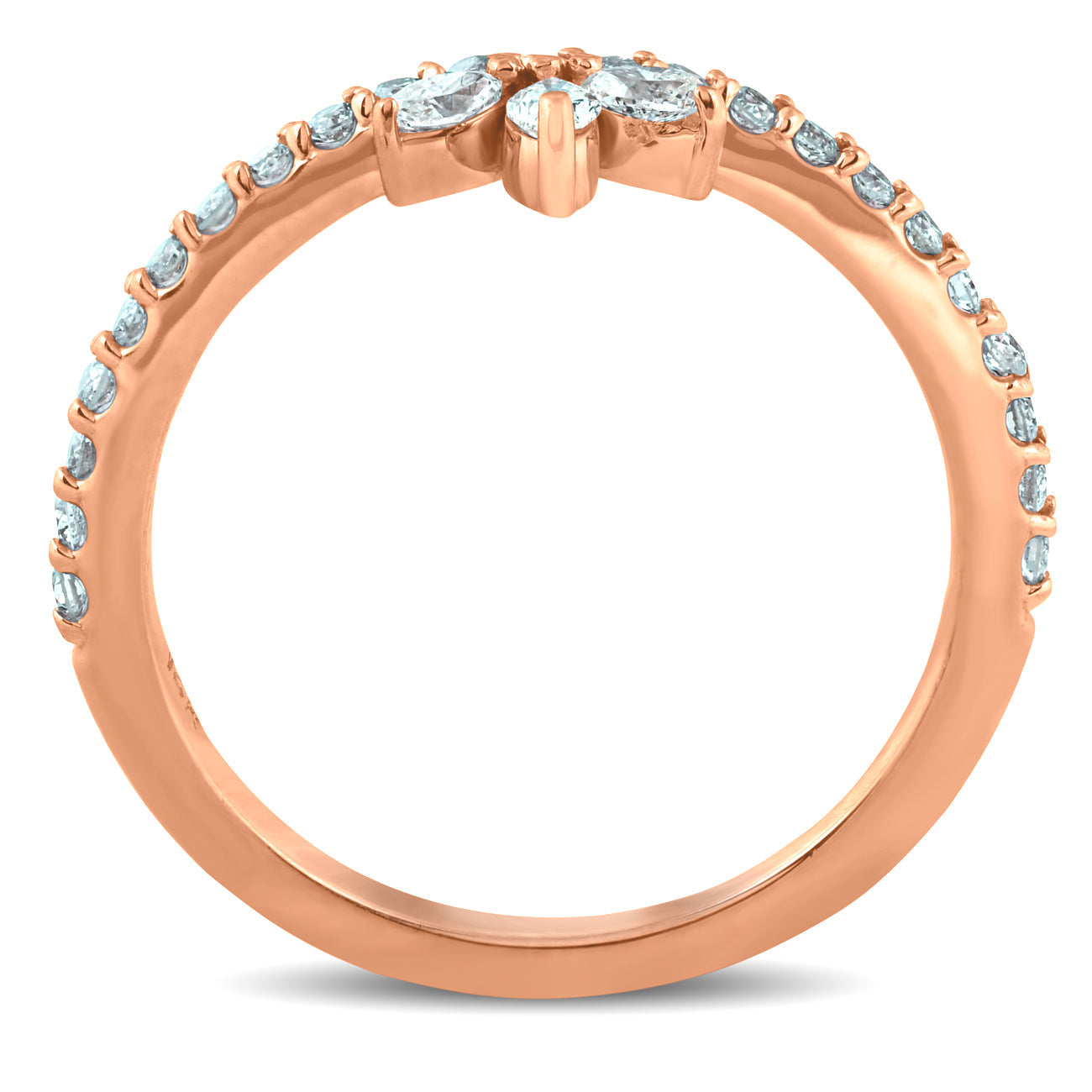 3/8 ct 14k Rose Gold Women's Marquise Diamond Wedding Ring Stackable Band