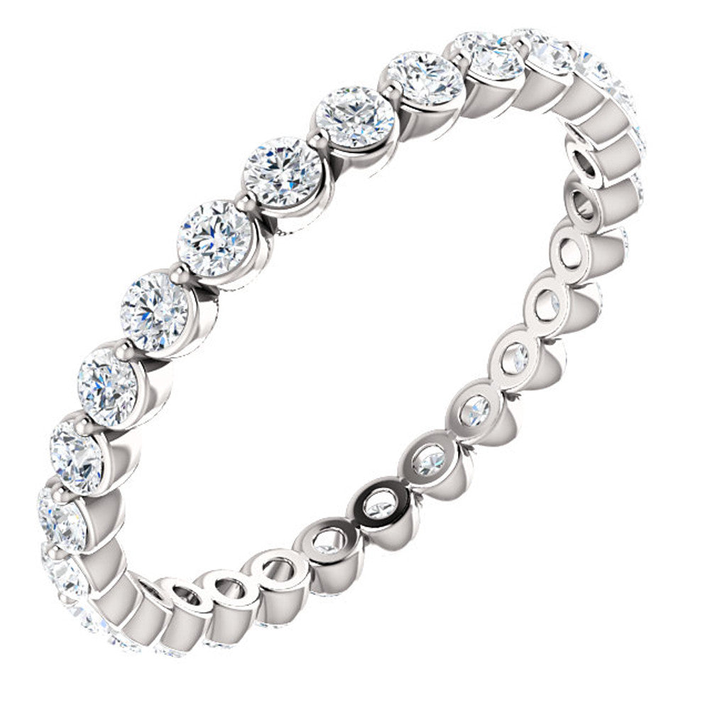 3/4 CT Diamond Single Prong Eternity Ring Wedding Stackable Band White Gold