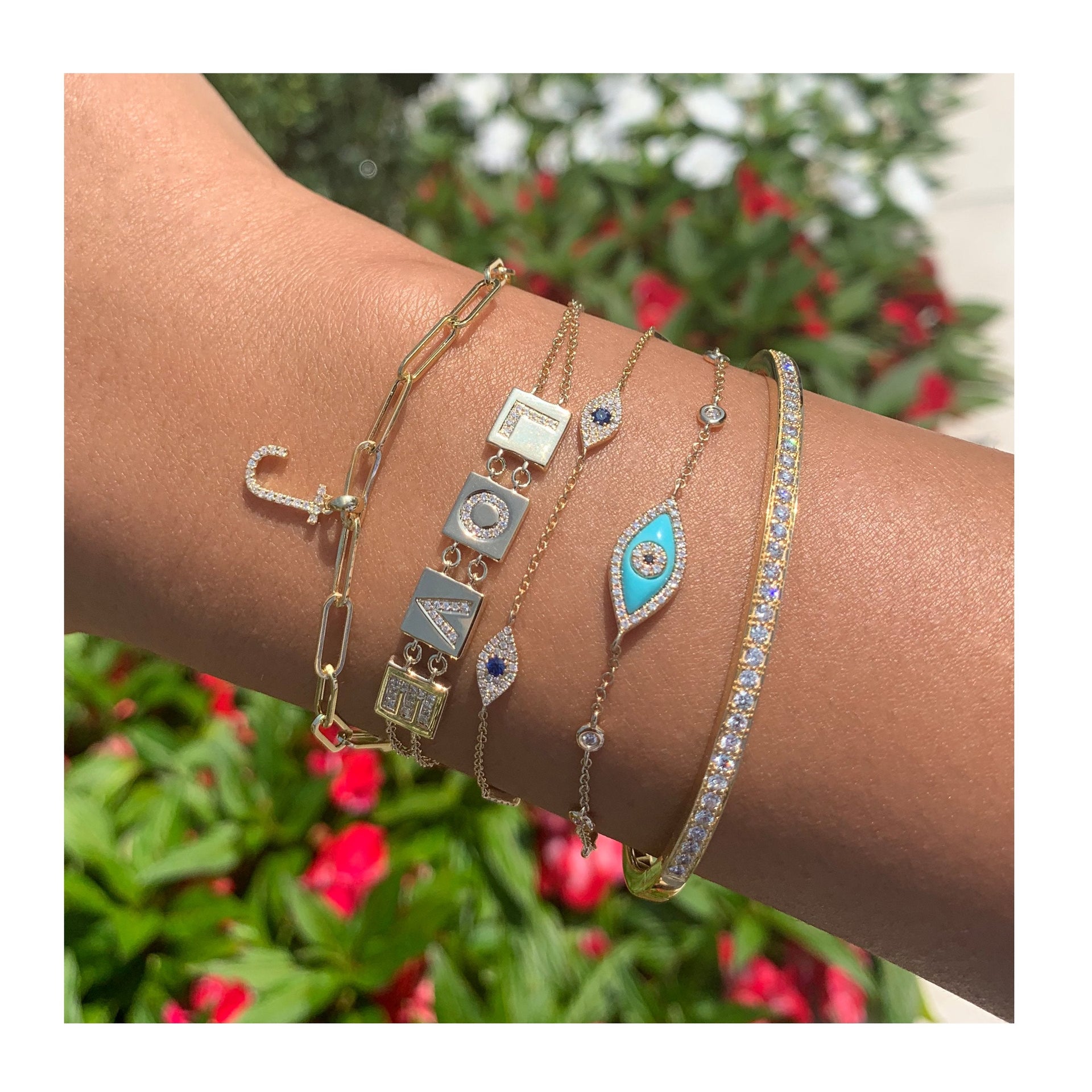 14k Gold & Diamond Evil Eye Bracelet