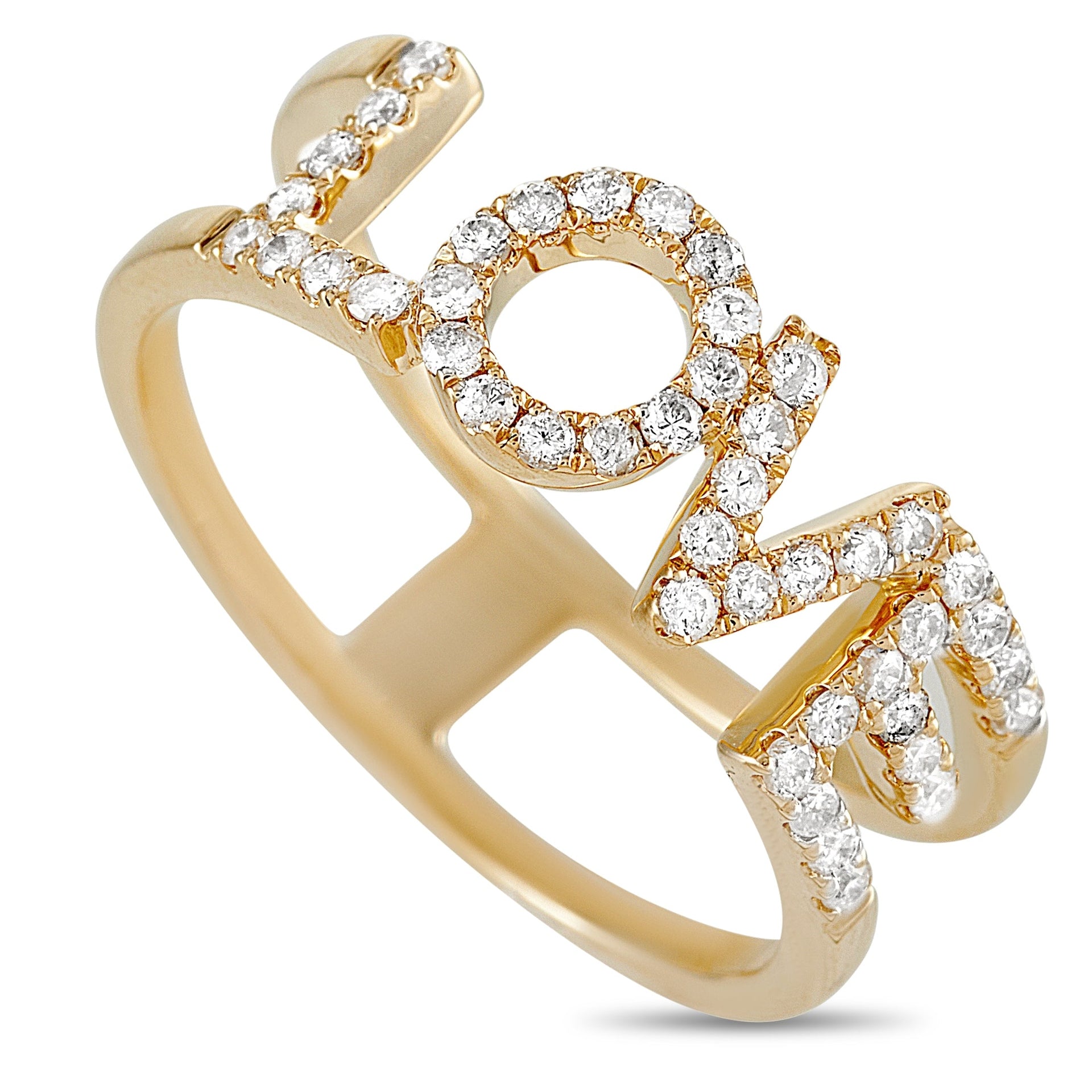 14K Yellow Gold 0.35 ct Diamond Love Ring