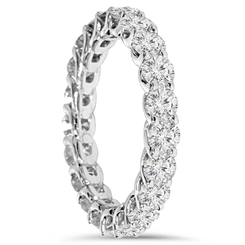 2 1/2 Carat U Prong Diamond Eternity Ring 14K White Gold Lab Grown