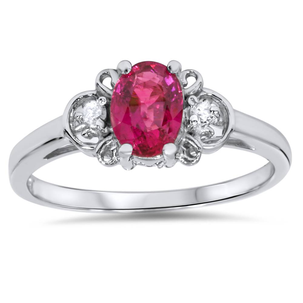 5/8 ct Ruby & Diamond Ring 14K White Gold