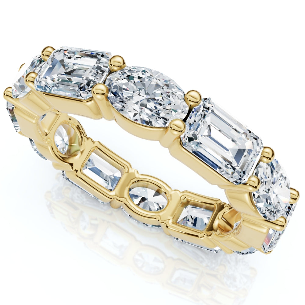 6 1/2 CT Oval & Emerald Diamond Eternity Ring 14k Gold or Platinum Lab Grown