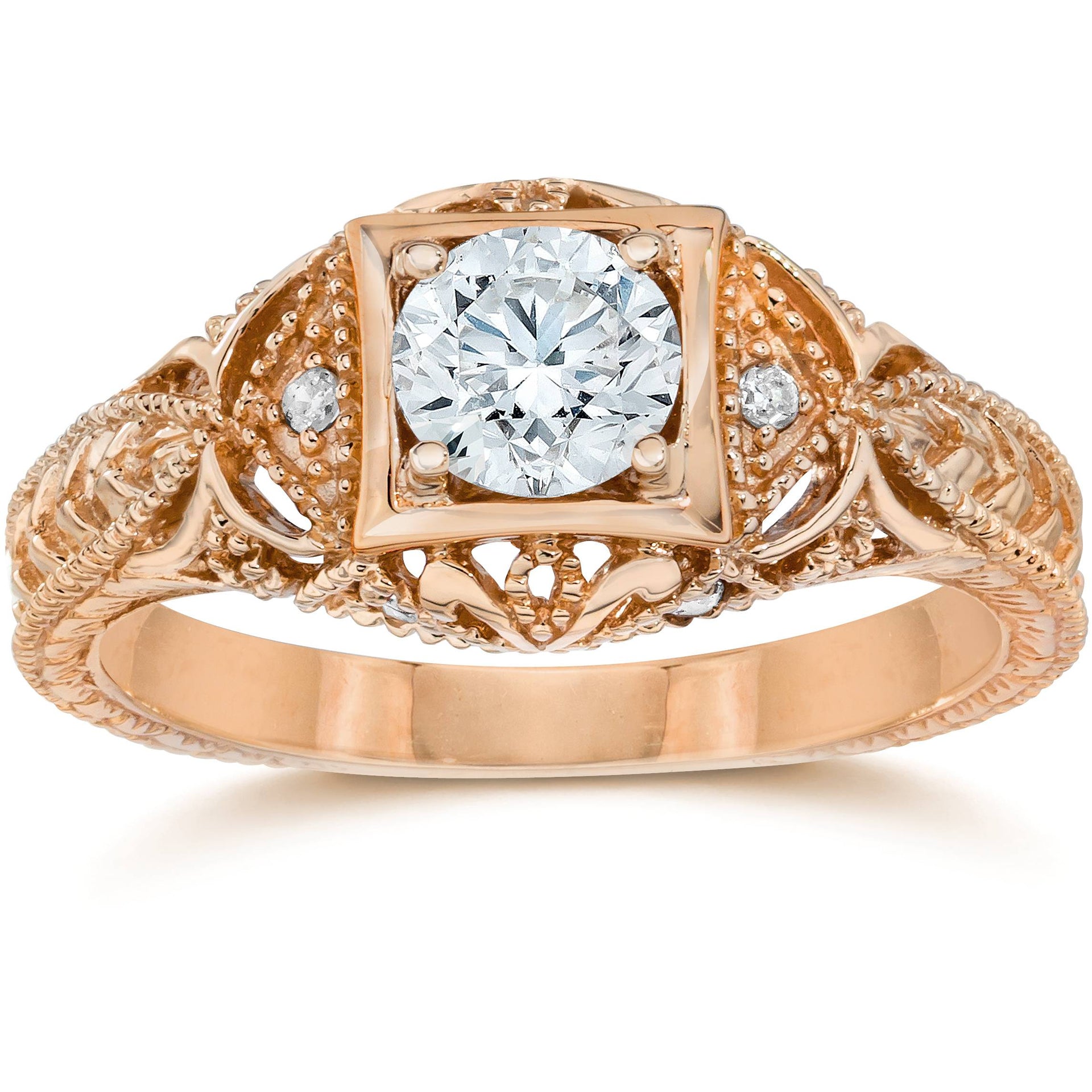 Emery 5/8 Ct Vintage Diamond Antique Engagement 14K Rose Gold
