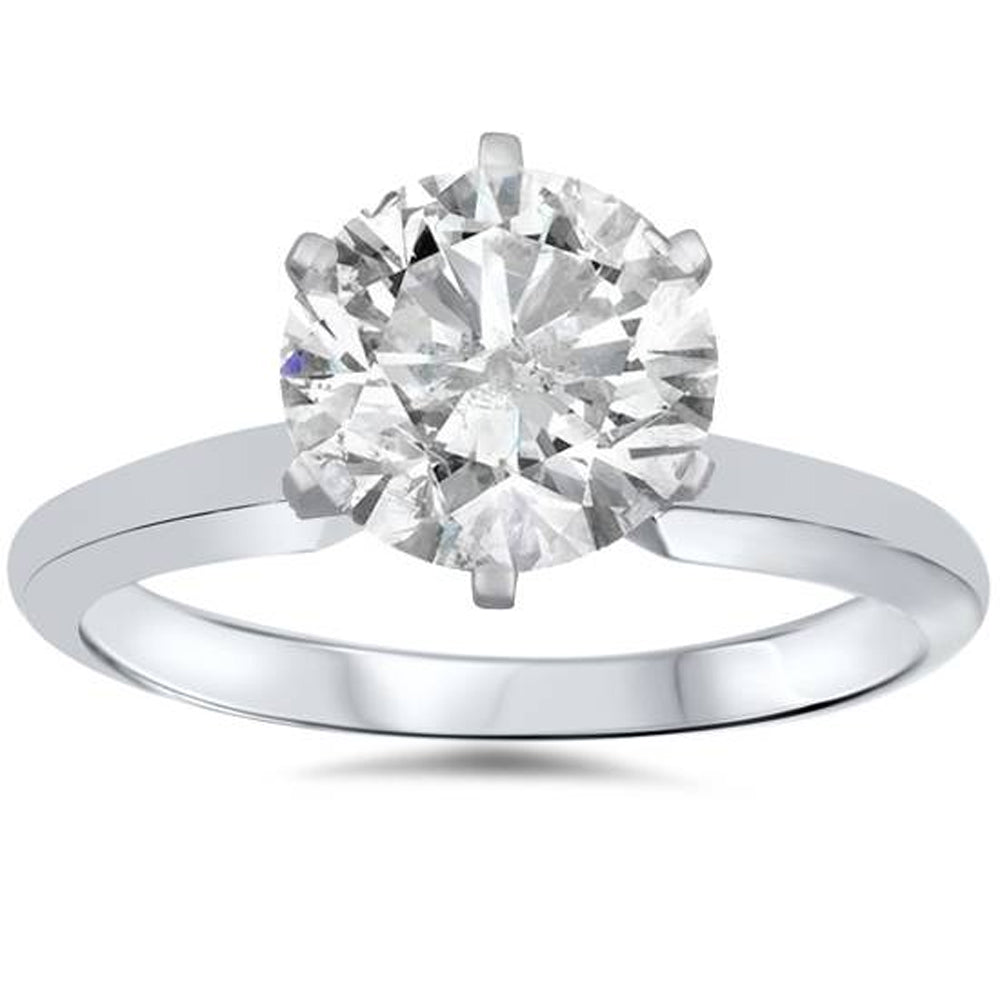 14k White Gold 1 1/2 Carat Diamond Round Solitaire Engagement Ring Enhanced
