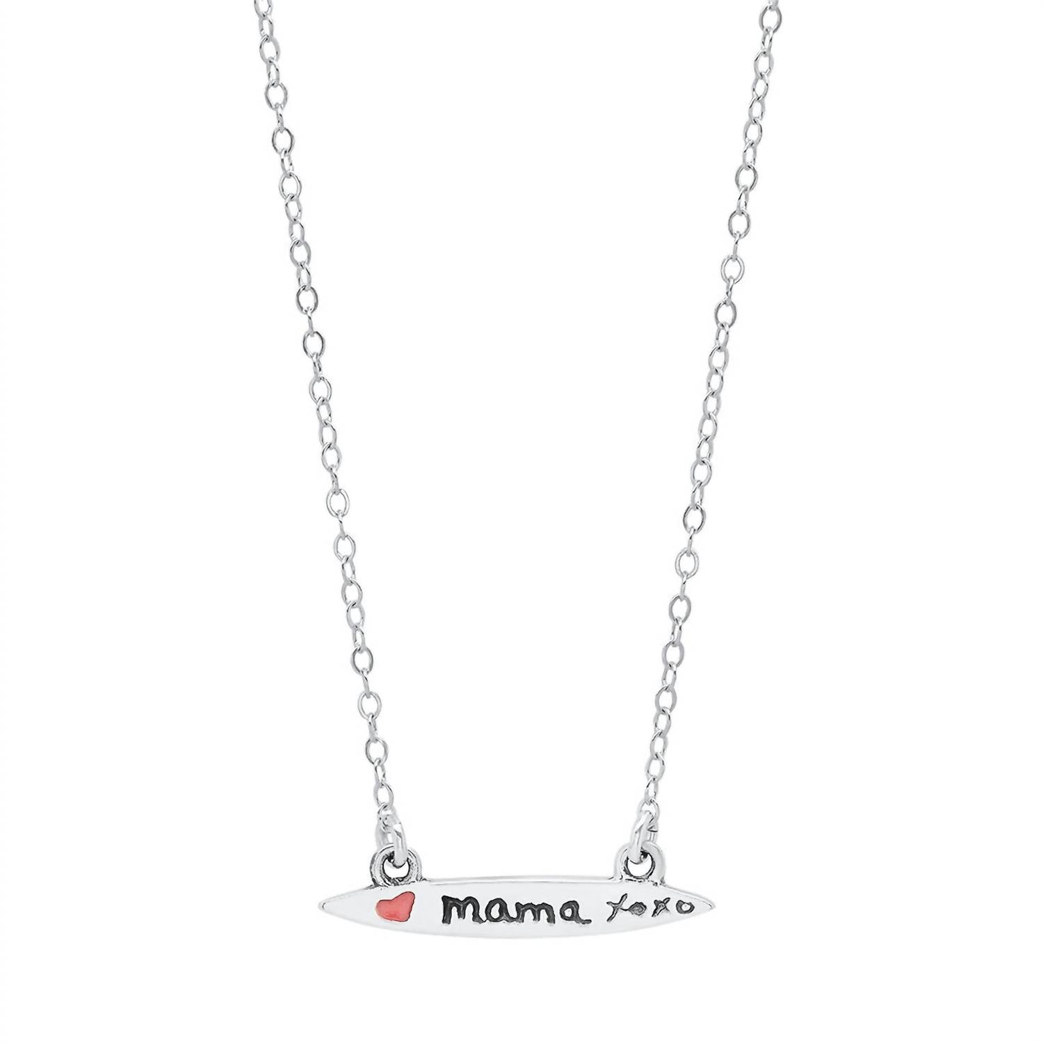Women's Enamel Small Surfboard Necklace - Mama In Silver