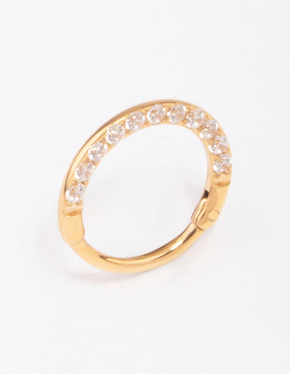 Lovisa - Gold Plated Cubic Zirconia Clicker Earrings 7mm I Hypoallergenic I Classic Elegant Stylish Trendy | Ideal For Special Events