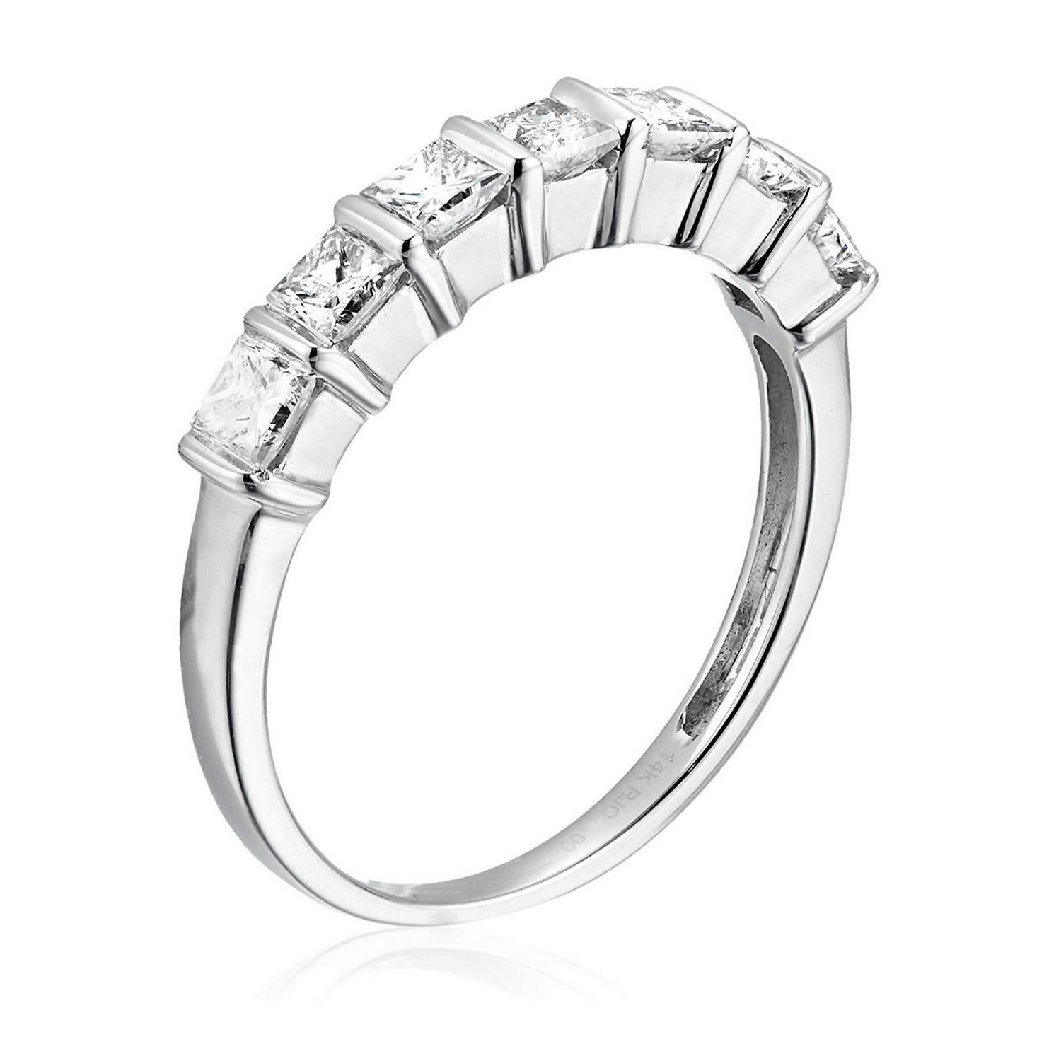 1 Cttw Princess Cut Diamond Wedding Band For Women In 14K Yellow Gold Channel Set Ring Size 5-9