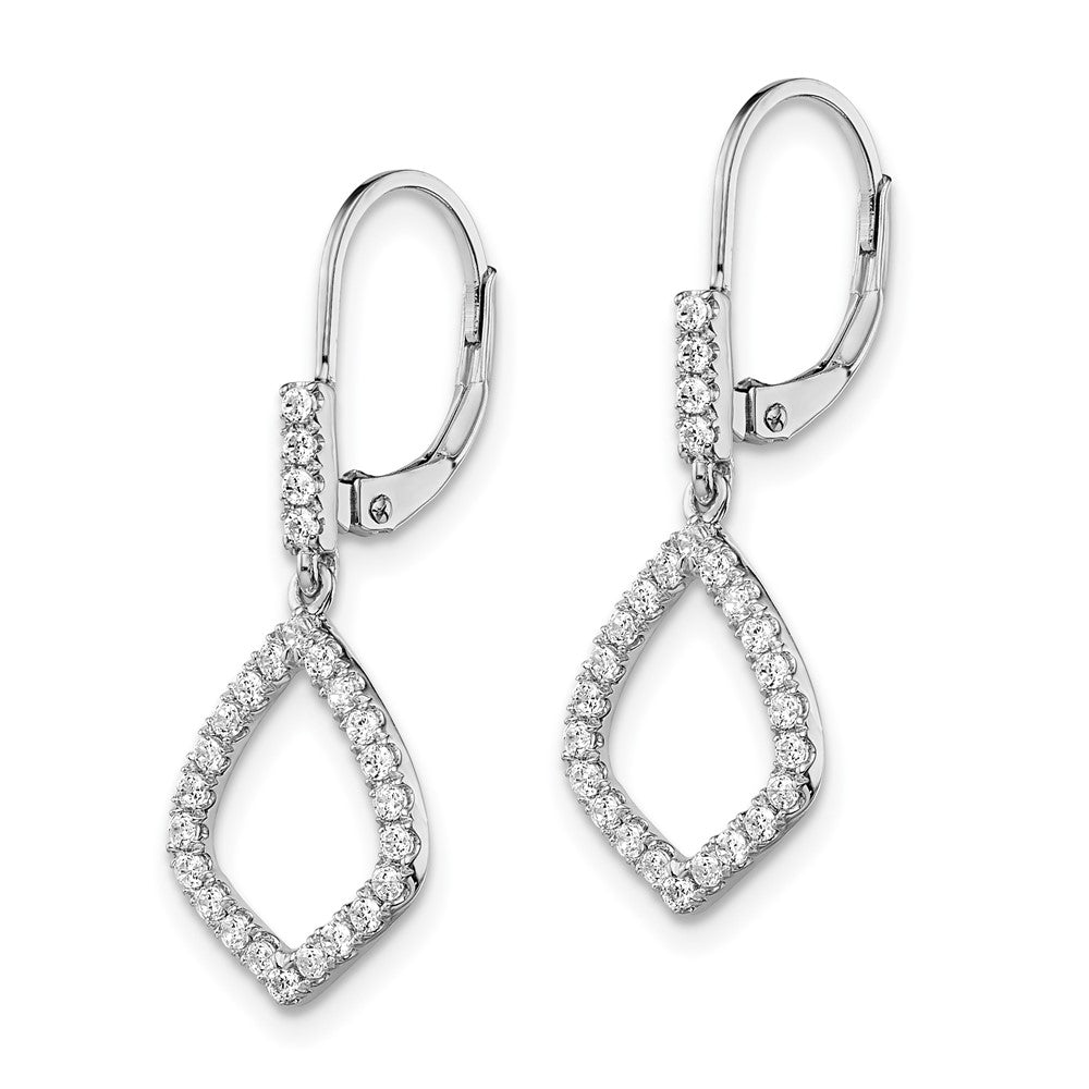 14K White Gold 1/2 CT Lab Grown Diamond Teardrop Leverback Earrings VS Clarity G-H Color