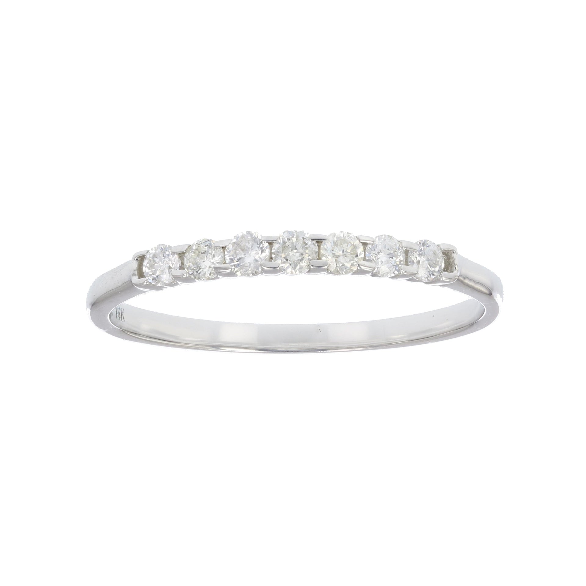 1/4 cttw 7 Stones Diamond Wedding Band 14K White Gold Bridal Rind Round