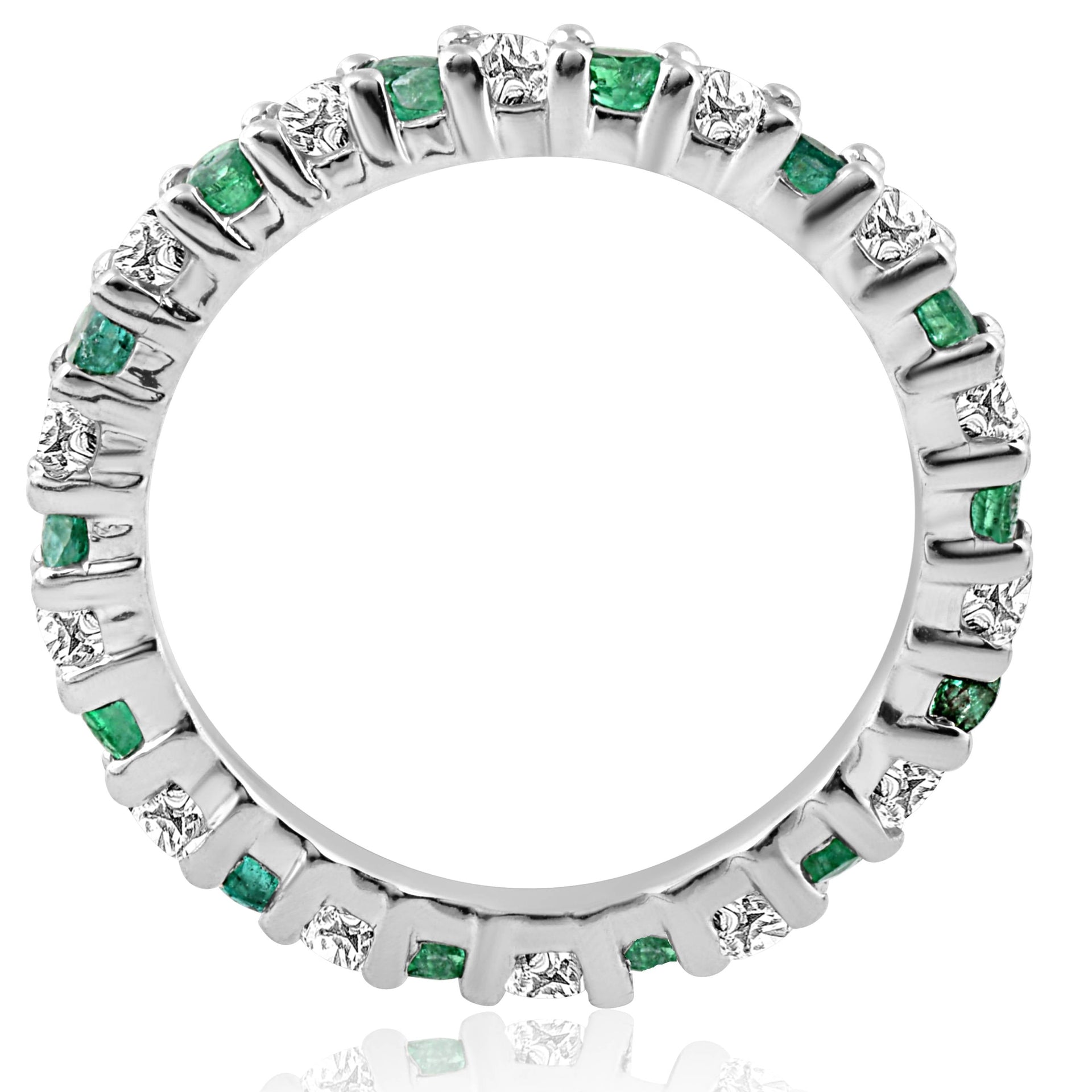 1 1/2 ct Emerald Diamond Eternity Ring 14K White Gold
