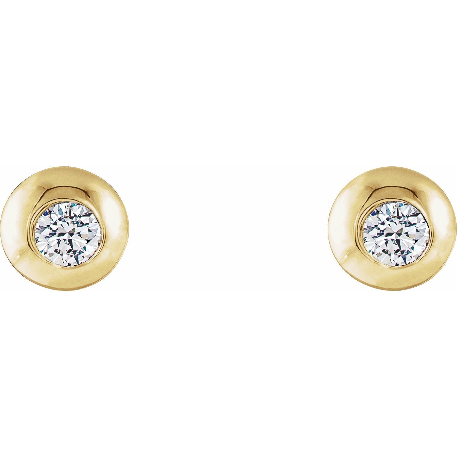 14K Gold 1/3ct Lab-grown Diamond Domed Stud Earrings Clarity SI Color G-H