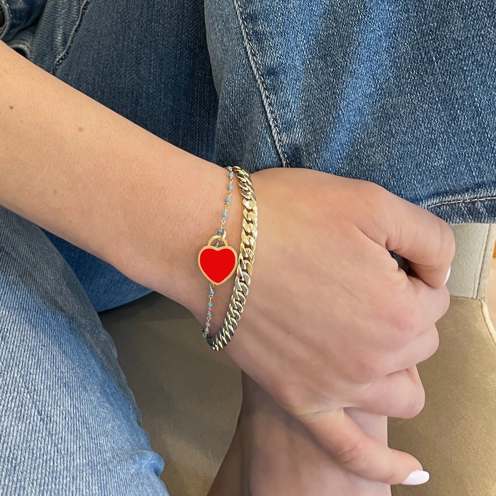 Coral Heart Padlock Charm 15mm