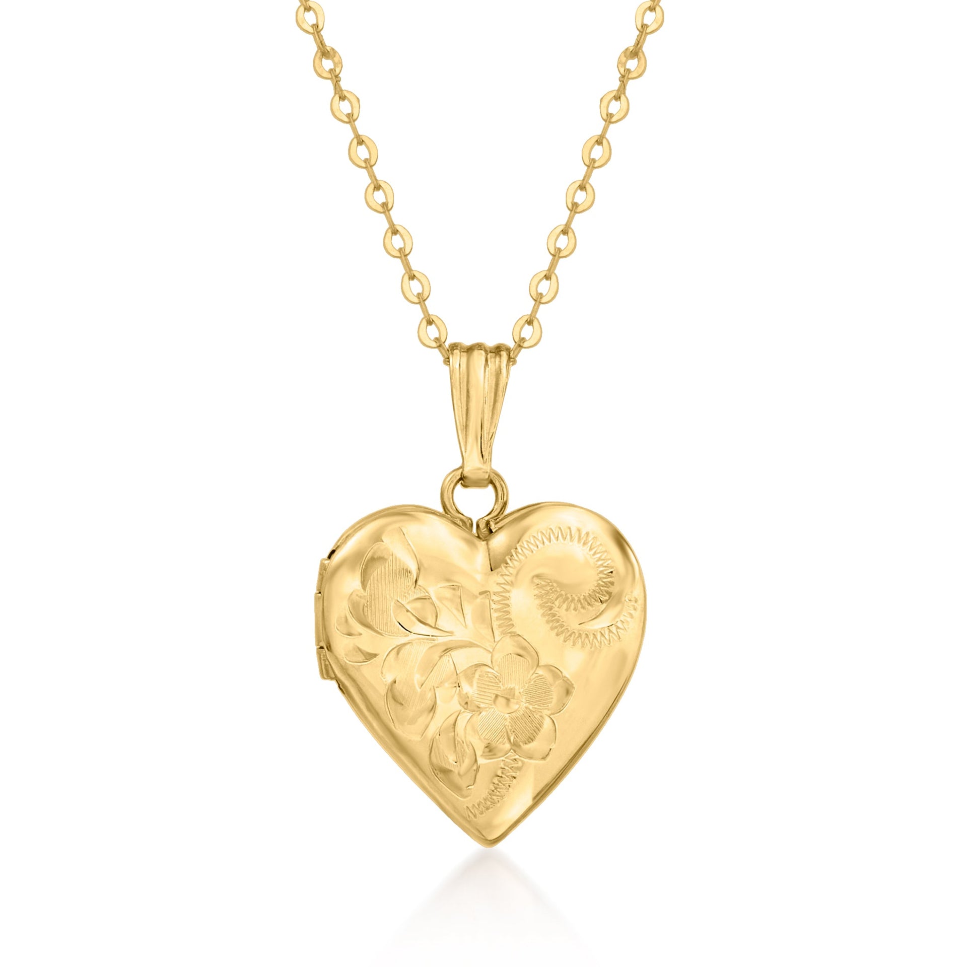 10kt Yellow Gold Floral Heart Locket Necklace