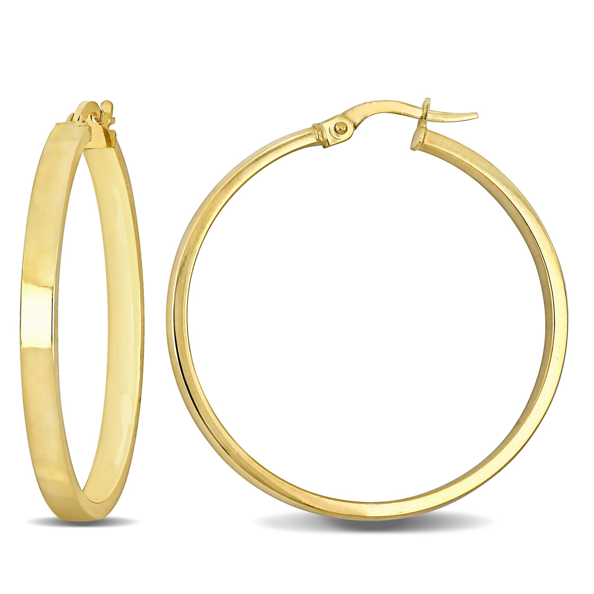 Mimi & Max 35mm Flat Edge Hoop Earrings in 14k Yellow Gold