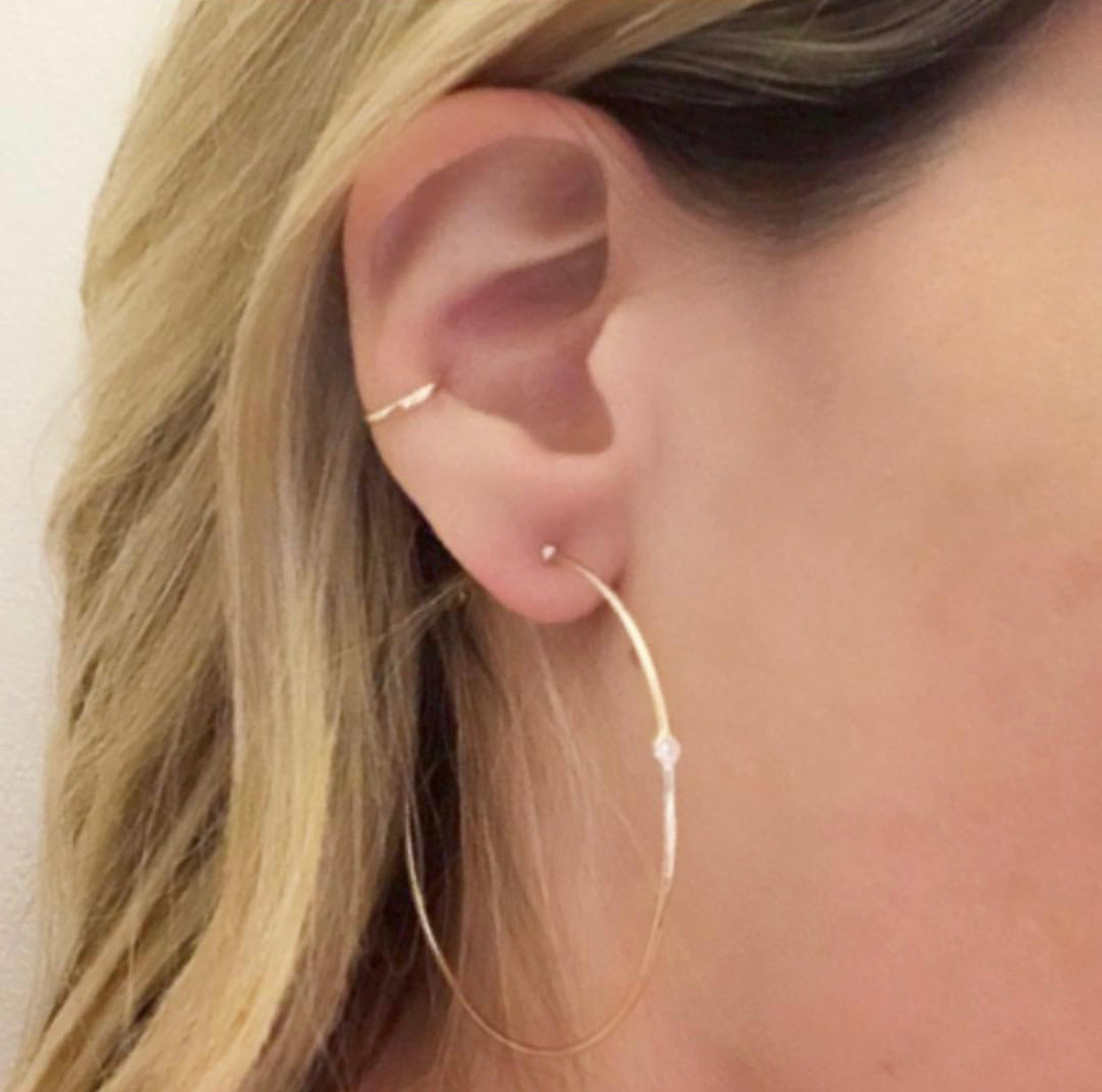 Single Diamond Hoop Earrings