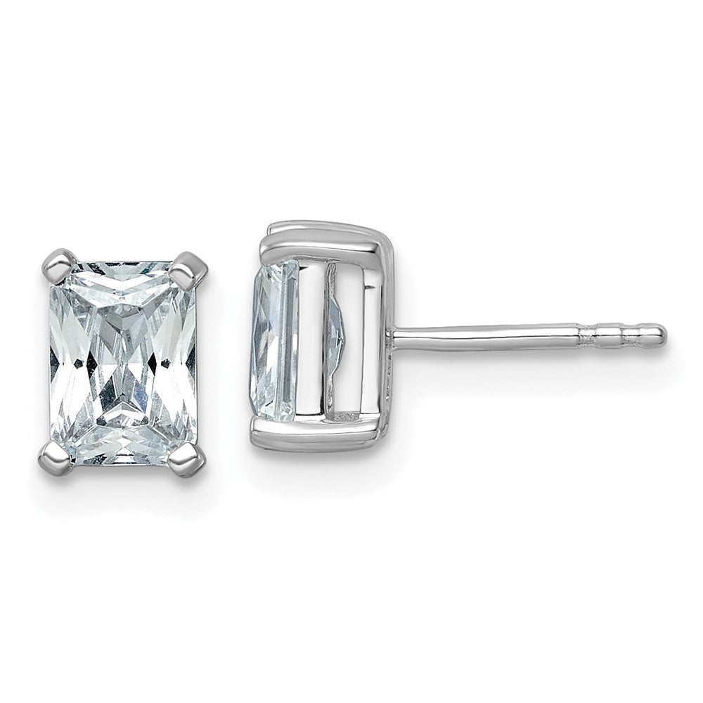 14k White Gold 2 CTW Radiant Cut Lab Grown Diamond Stud Earrings