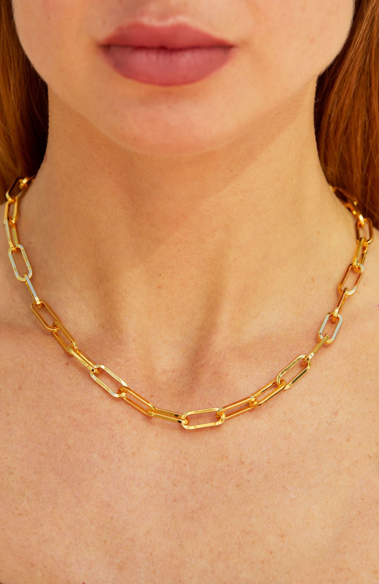 18K GOLD PLATED PAPERCLIP LINK NECKLACE