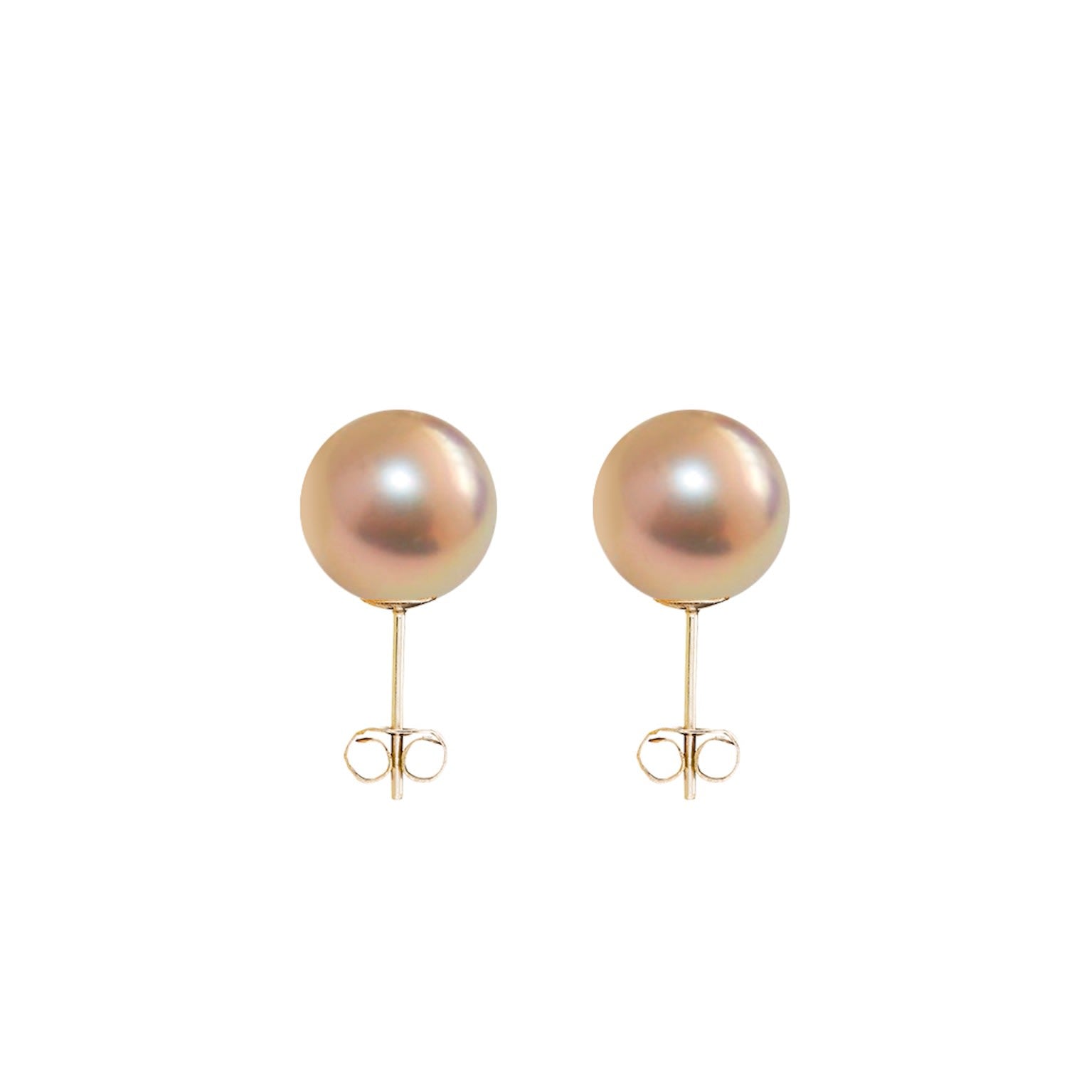 Medium Gold Pearl Stud Earrings - Solid 9Ct Gold