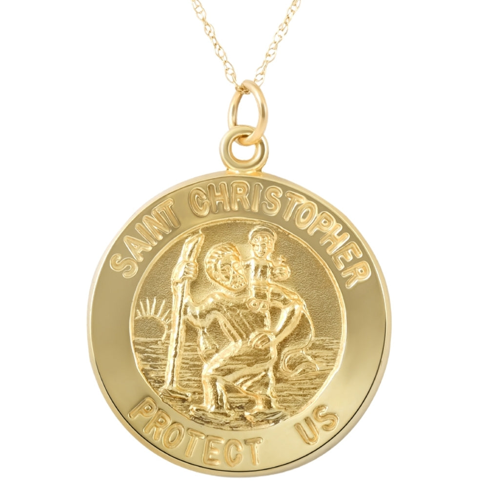 14k Yellow Gold St. Christopher Medal Pendant 1' Tall 3.5 Grams