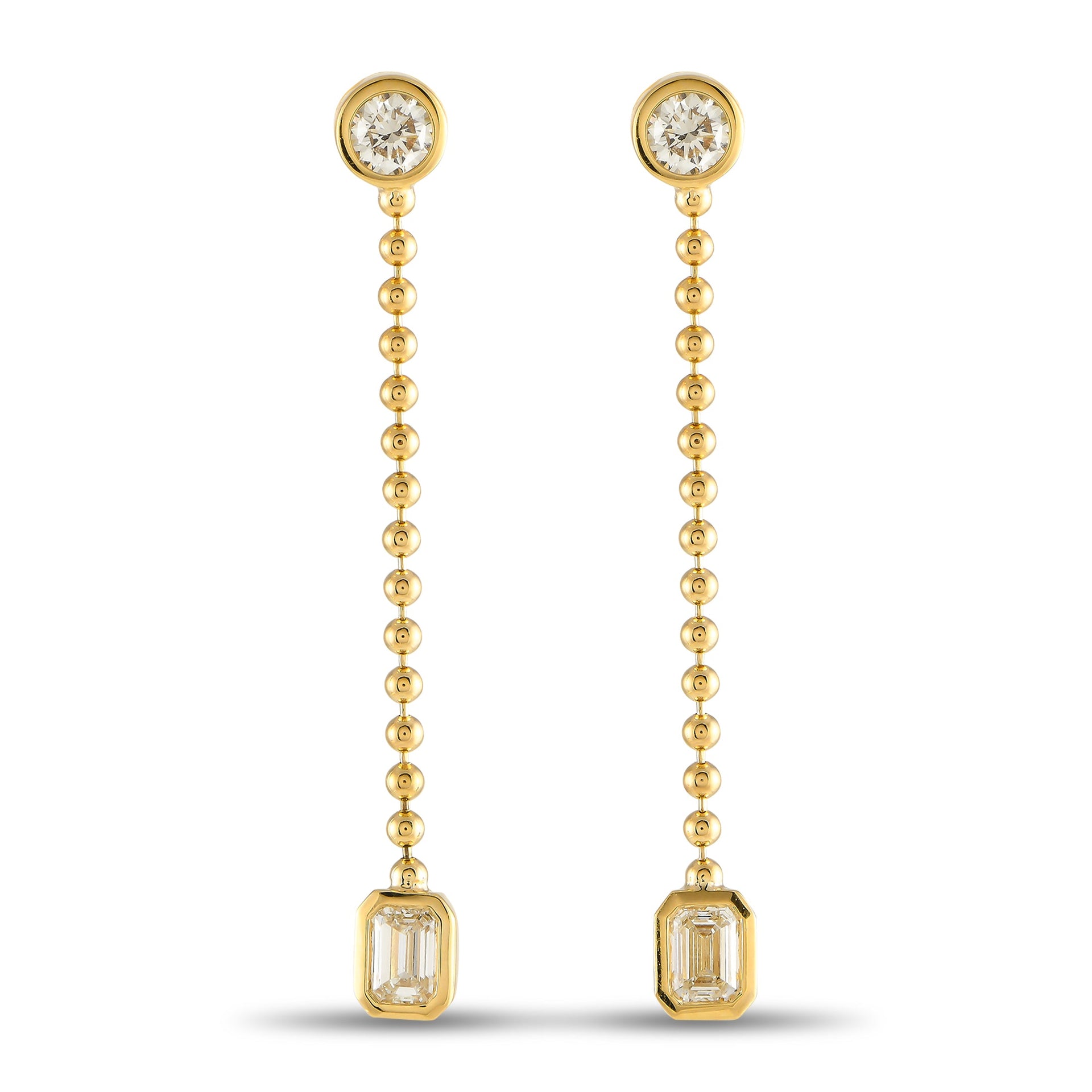 LB Exclusive 18K Yellow Gold 1.40ct Diamond Dangle Earrings AER-19572-Y
