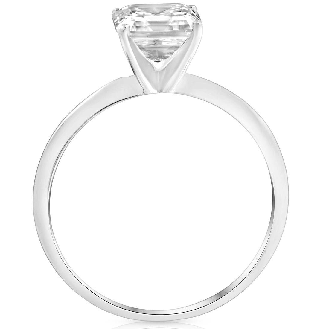 2 ct Asscher Solitaire Moissanite Engagement Ring in White Yellow or Rose Gold