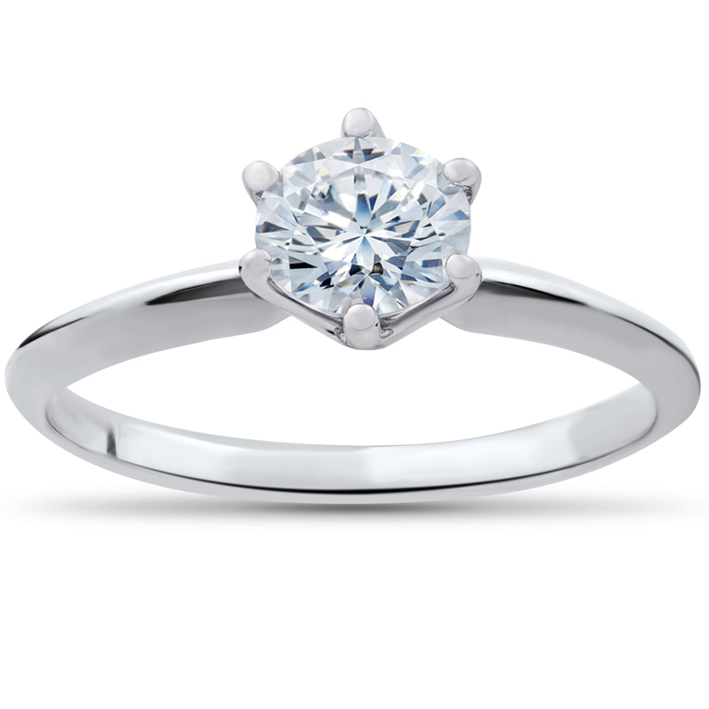 1/2 CT Solitaire Diamond Engagement Ring 14K White Gold