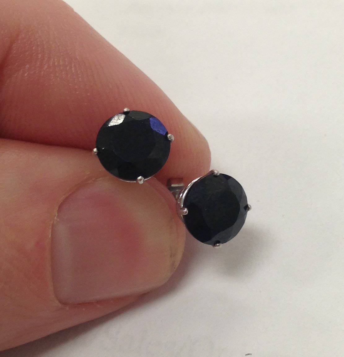 2 CT Black Spinel Studs 6mm Earrings 14K White Gold