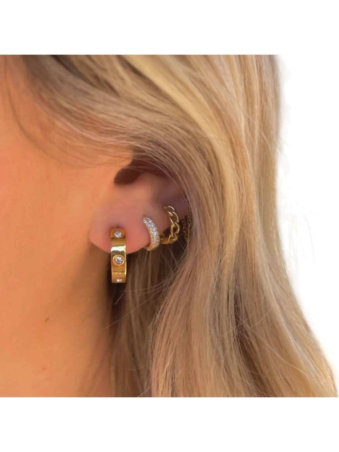 Women's Small Jewel Hoops Earring In Gold